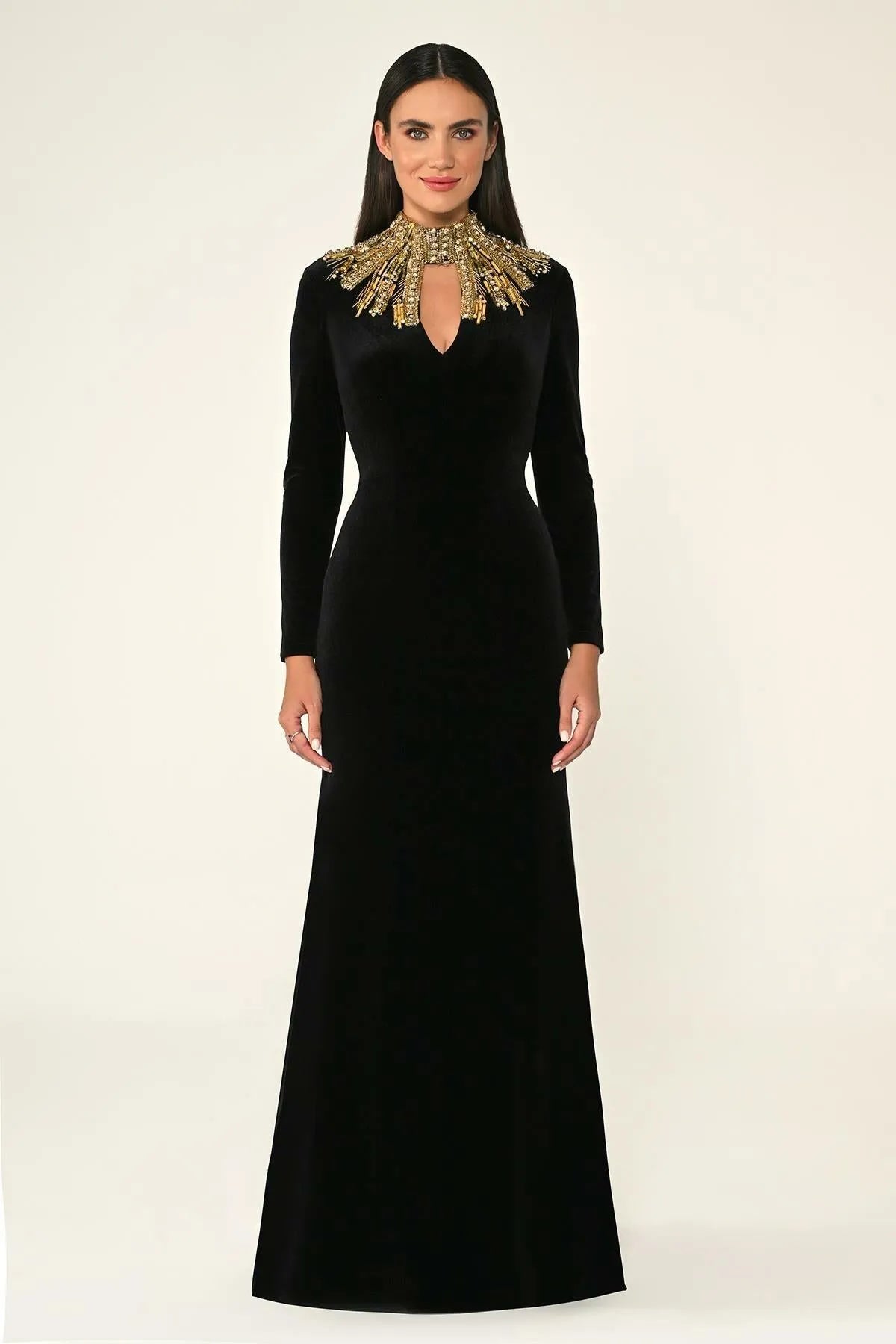 Long Sleeve Velvet Dress with Top Accessory