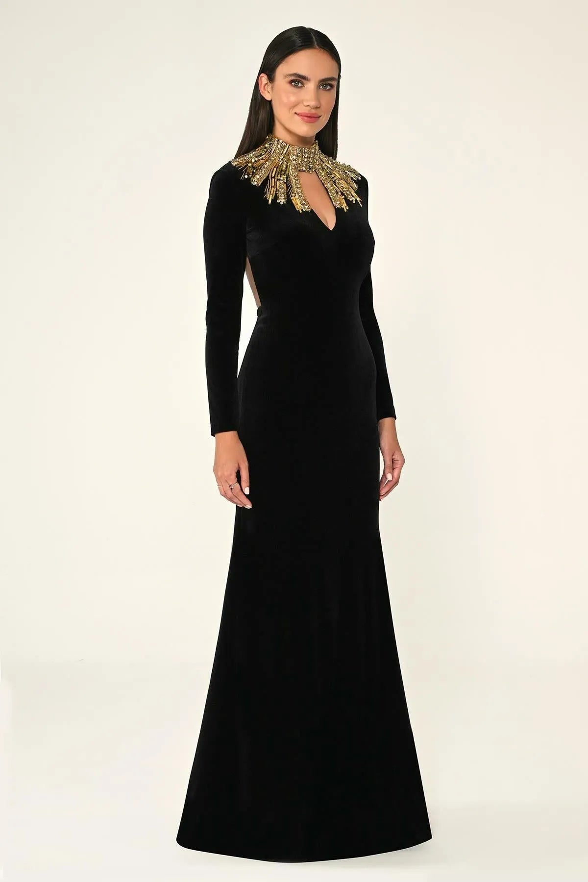 Long Sleeve Velvet Dress with Top Accessory