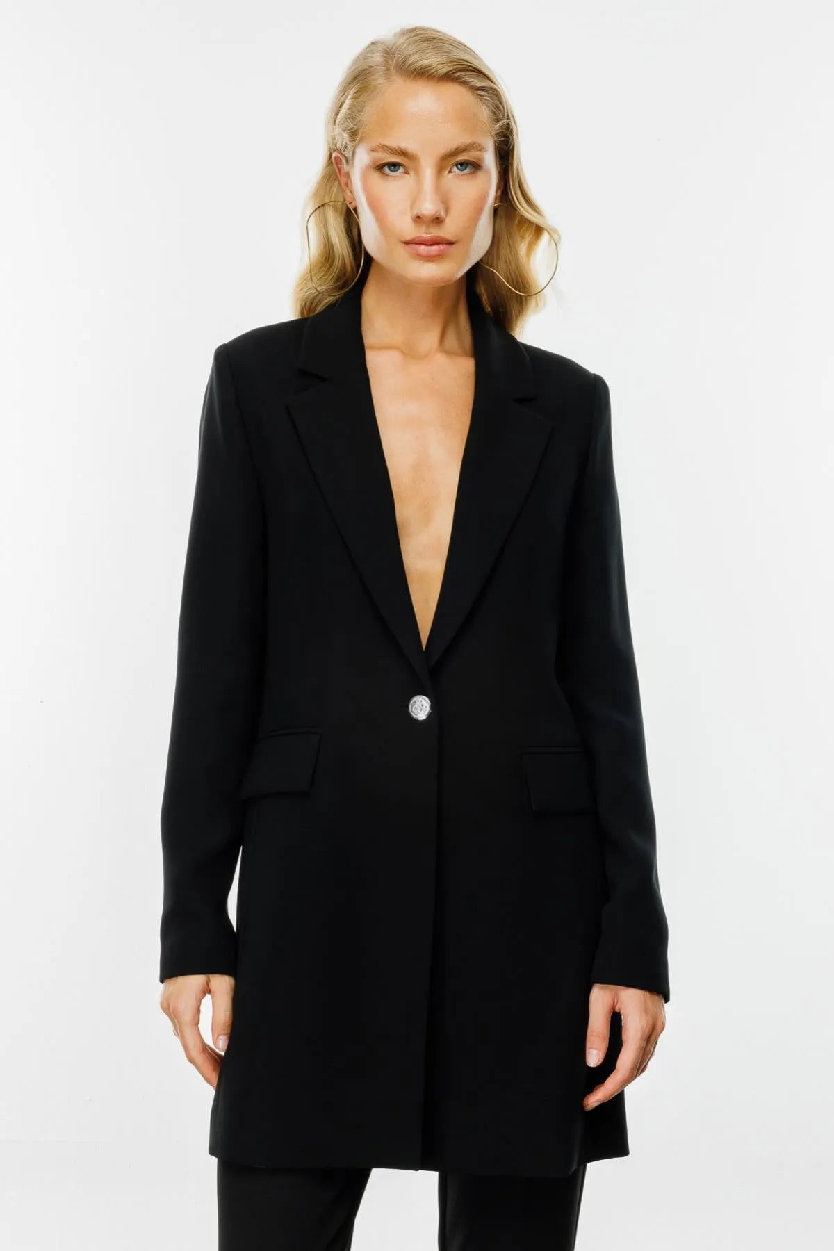 Single-Breasted Jacket with Flap Pockets