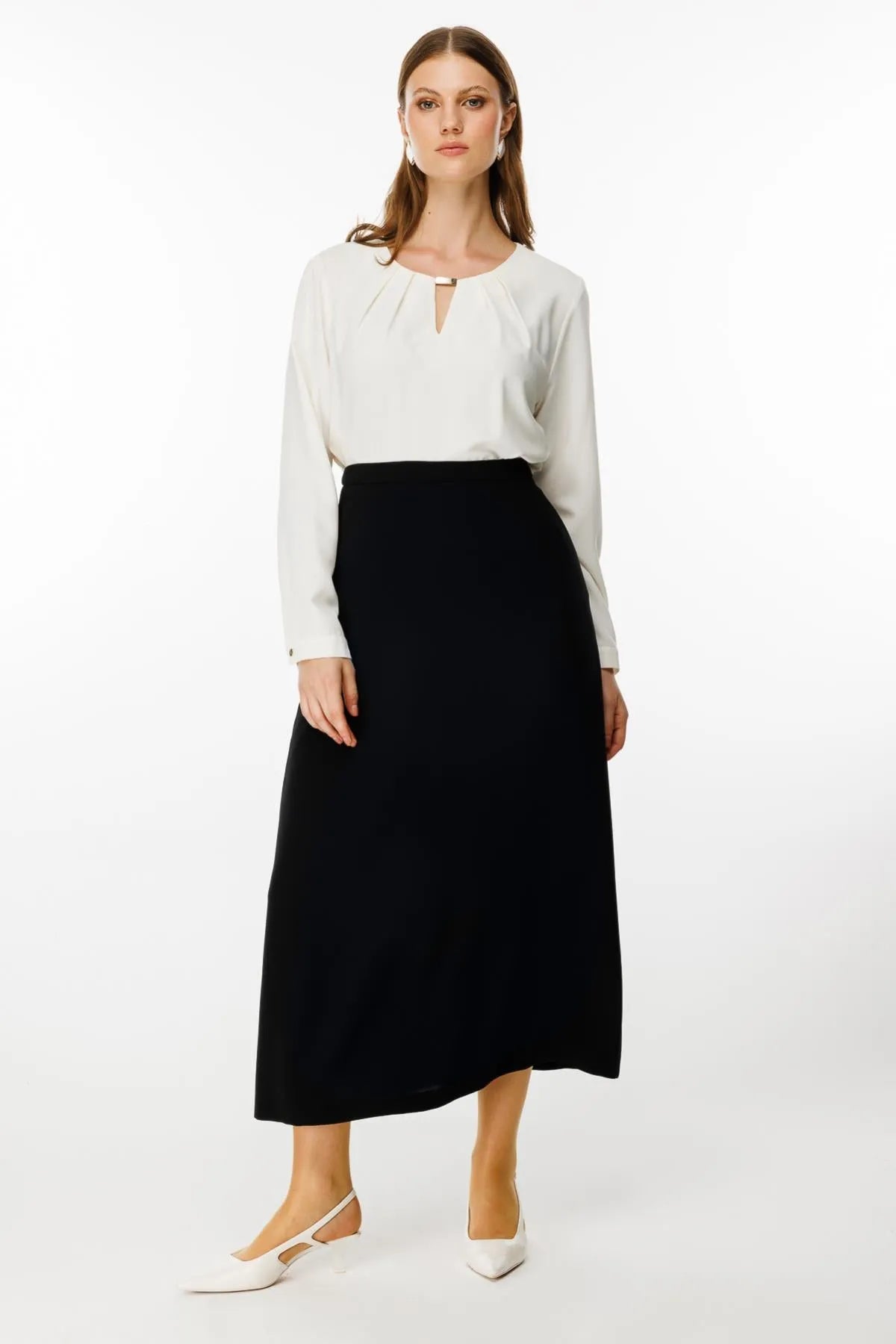 Maxi Length Crepe Classic Plus Size Skirt