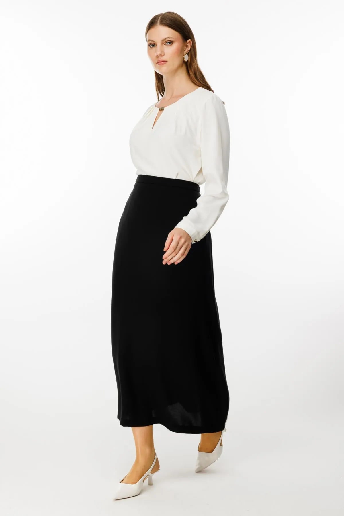 Maxi Length Crepe Classic Plus Size Skirt