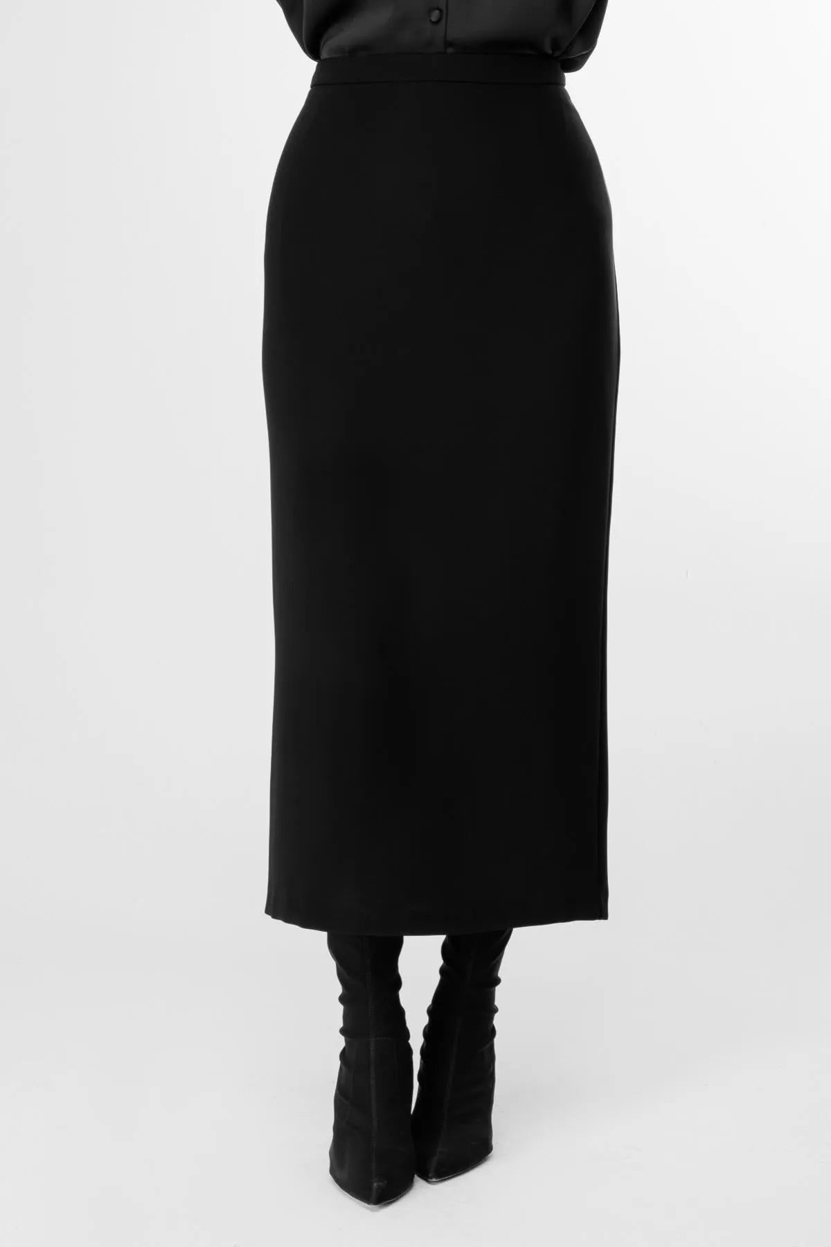 Maxi Length Slit Detail Plus Size Skirt