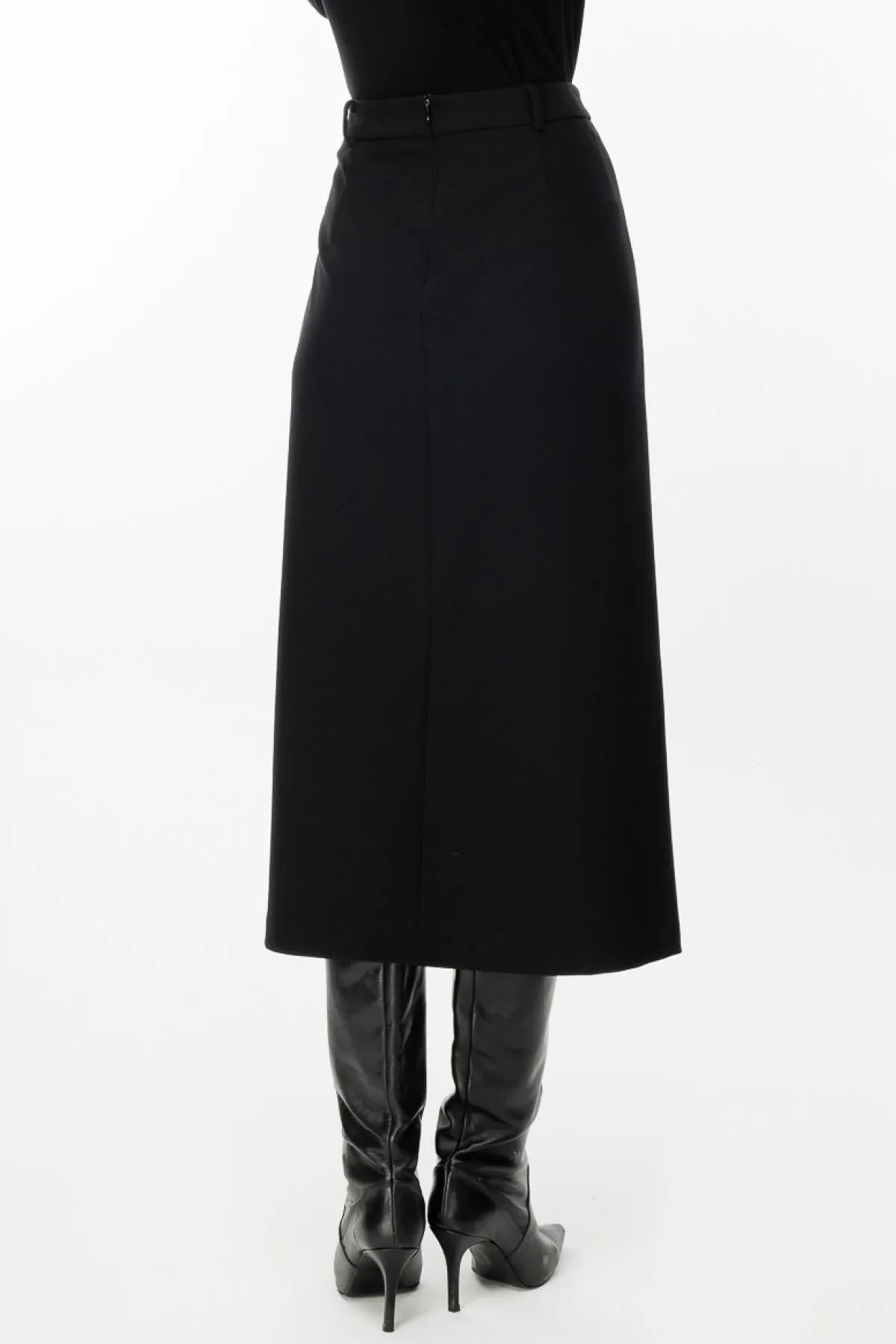 Two Pleated Midi Skirt with Decorative Pockets