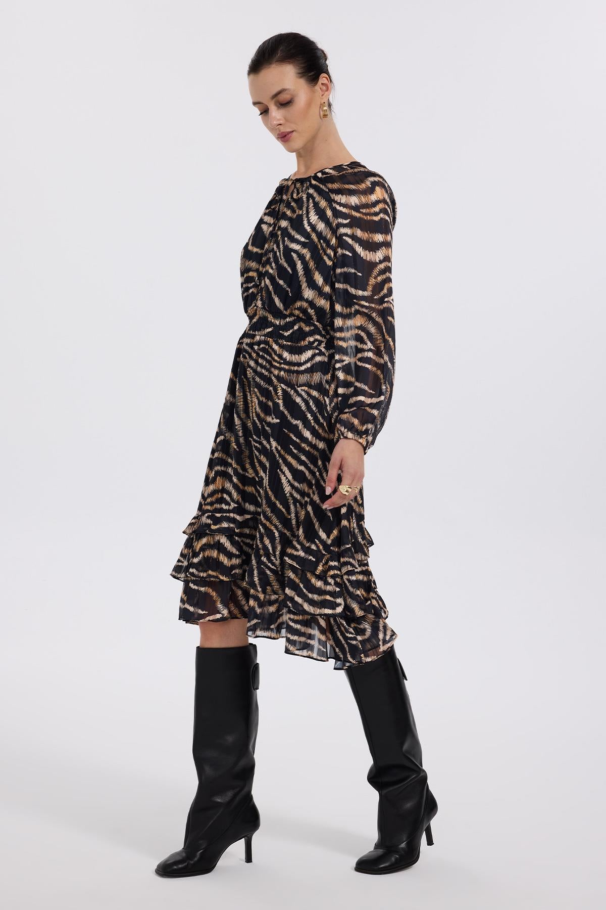 Elastic Waist Leopard Print Dress