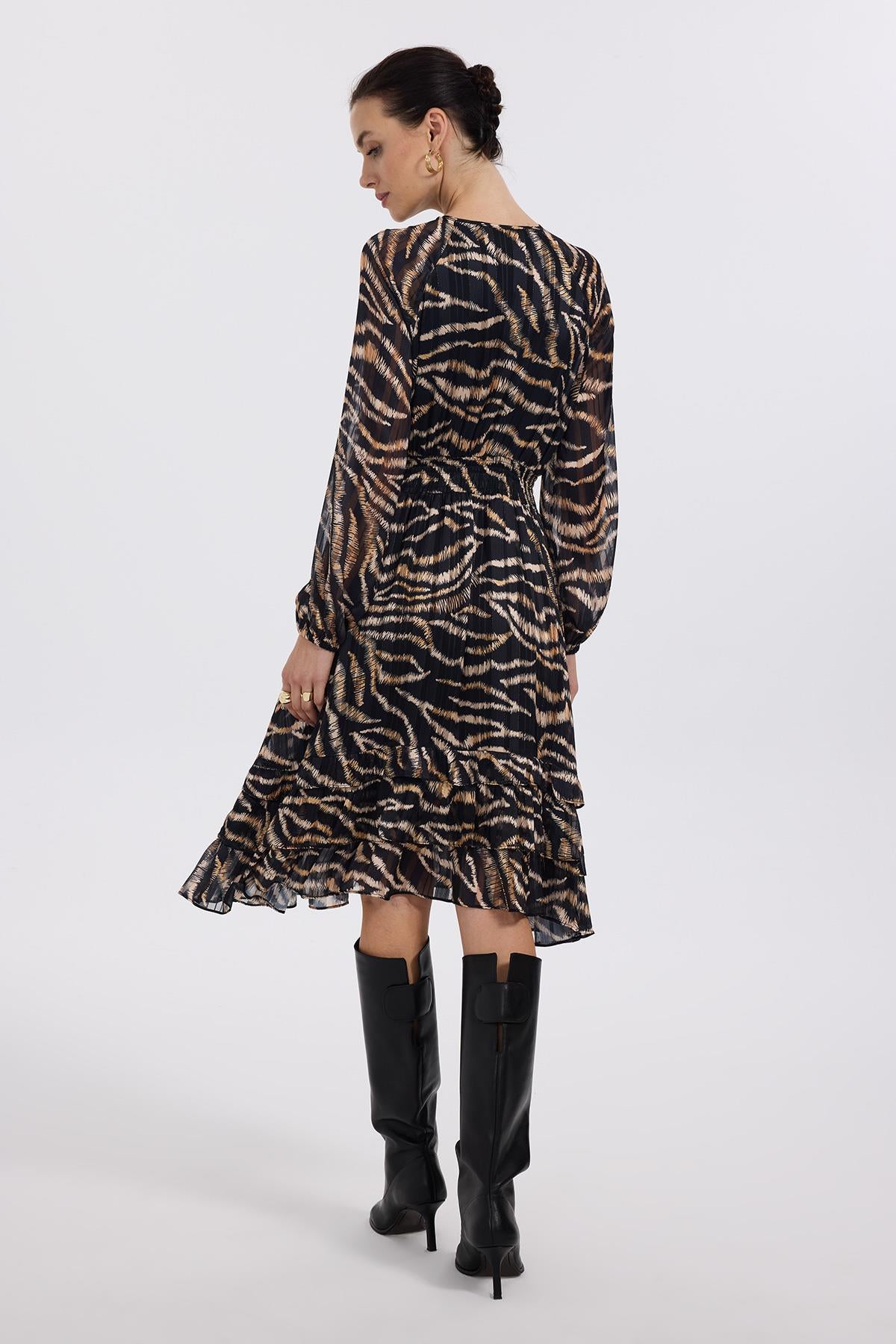 Elastic Waist Leopard Print Dress