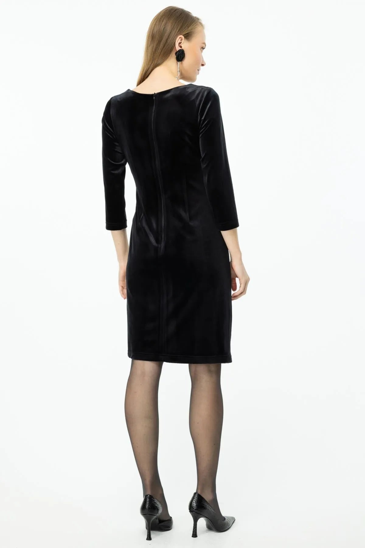 Waist Draped Velvet Dress