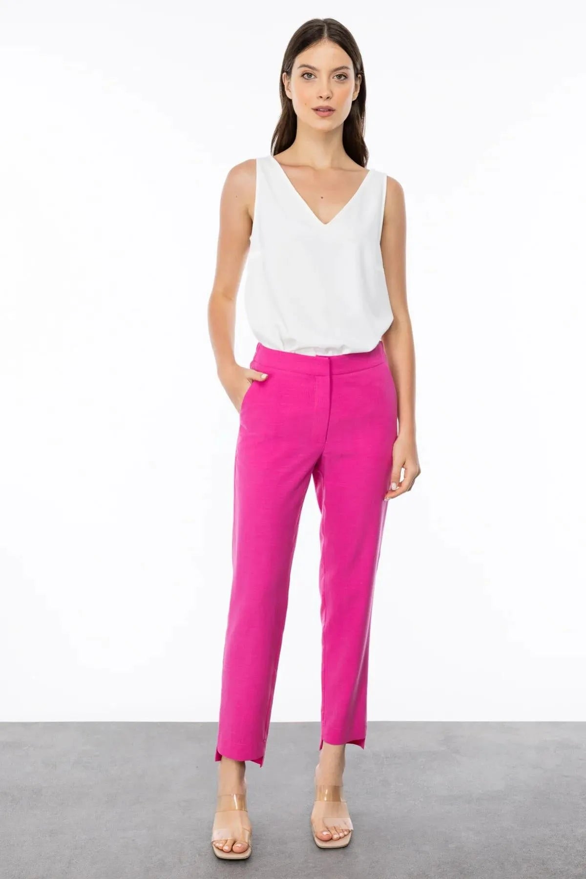 Elastic Waist Skinny Leg Trousers