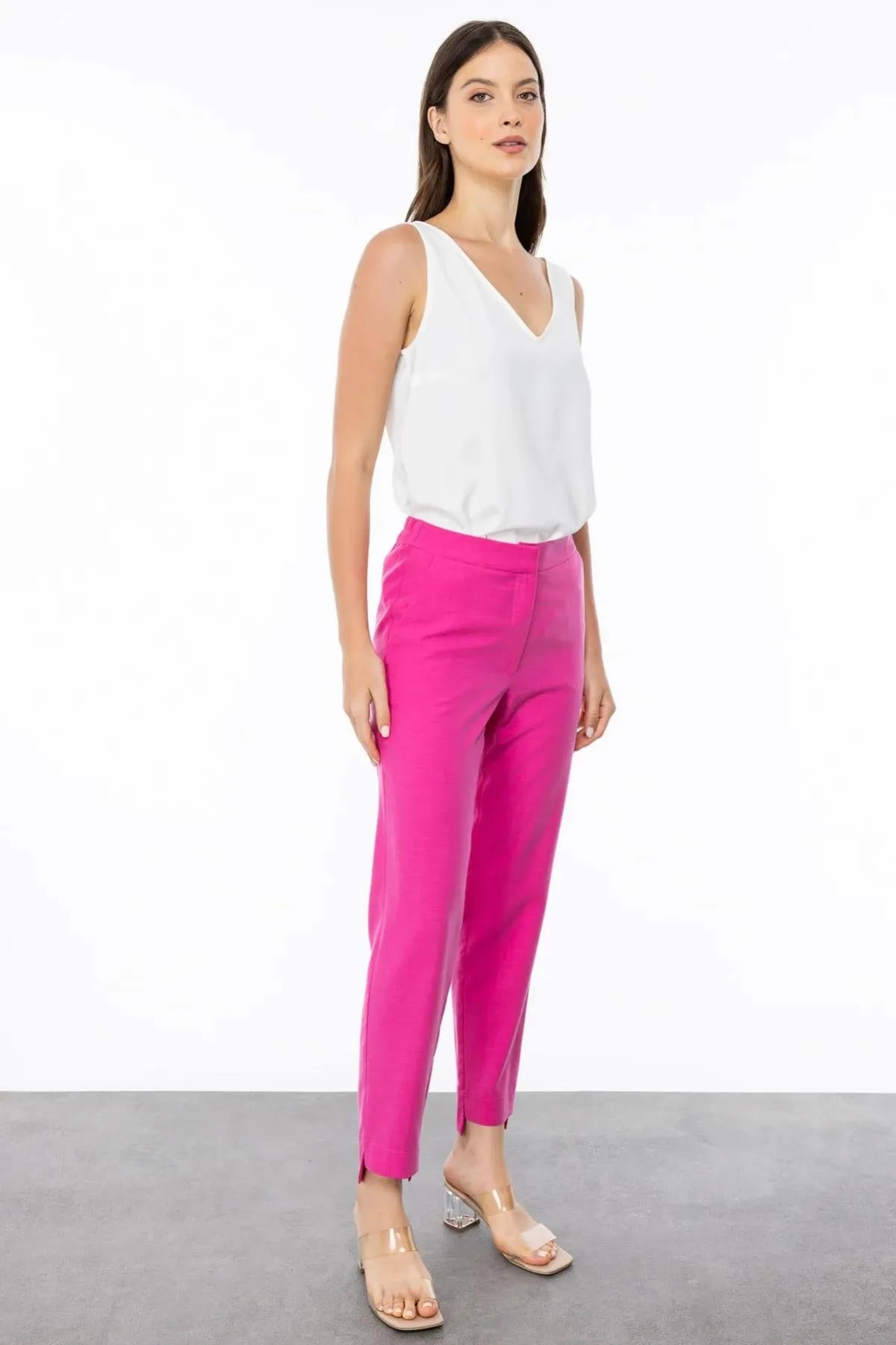 Elastic Waist Skinny Leg Trousers