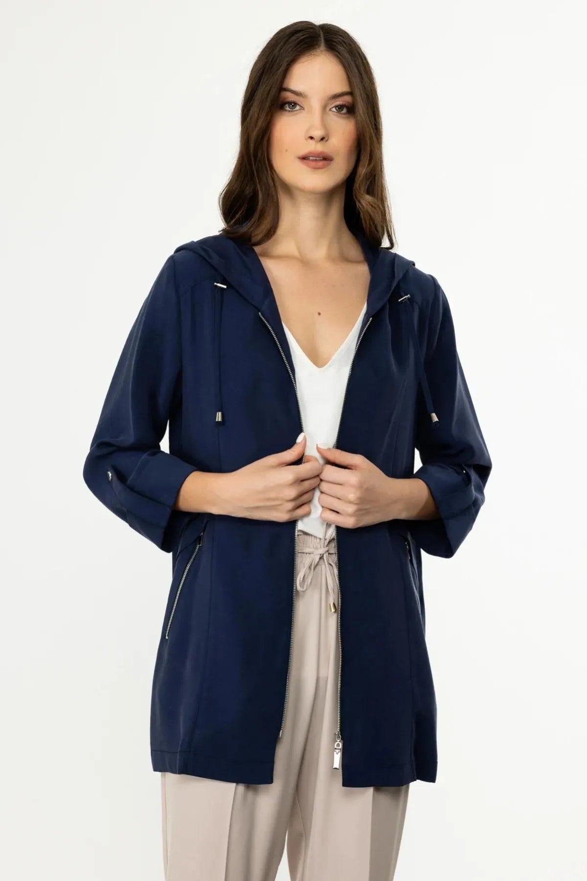 Hooded Jacket with Folded Sleeves