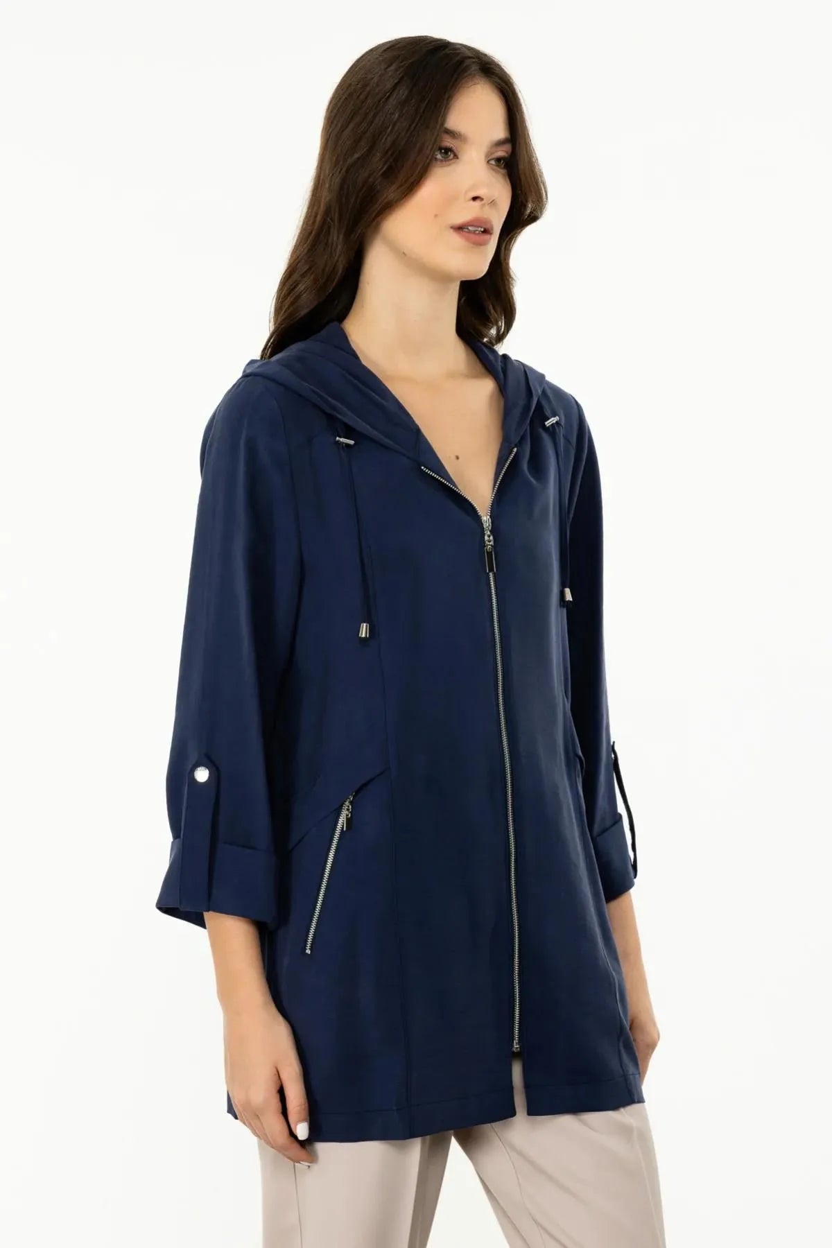 Hooded Jacket with Folded Sleeves