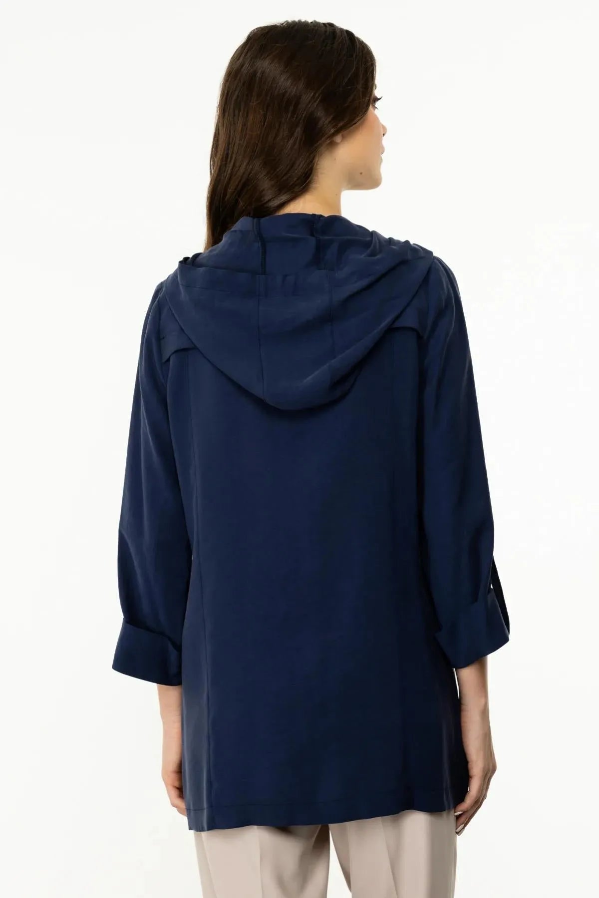 Hooded Jacket with Folded Sleeves