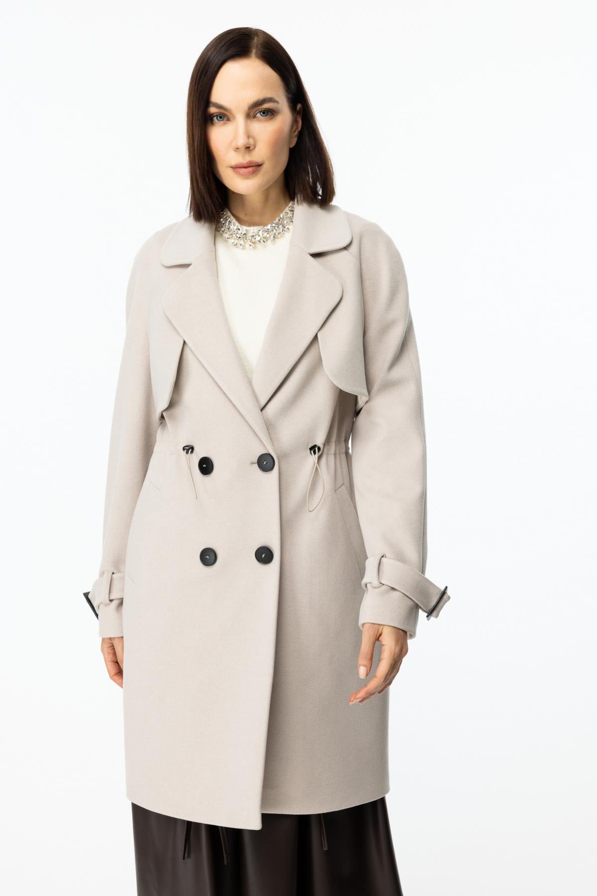 Four-Button Belted Coat