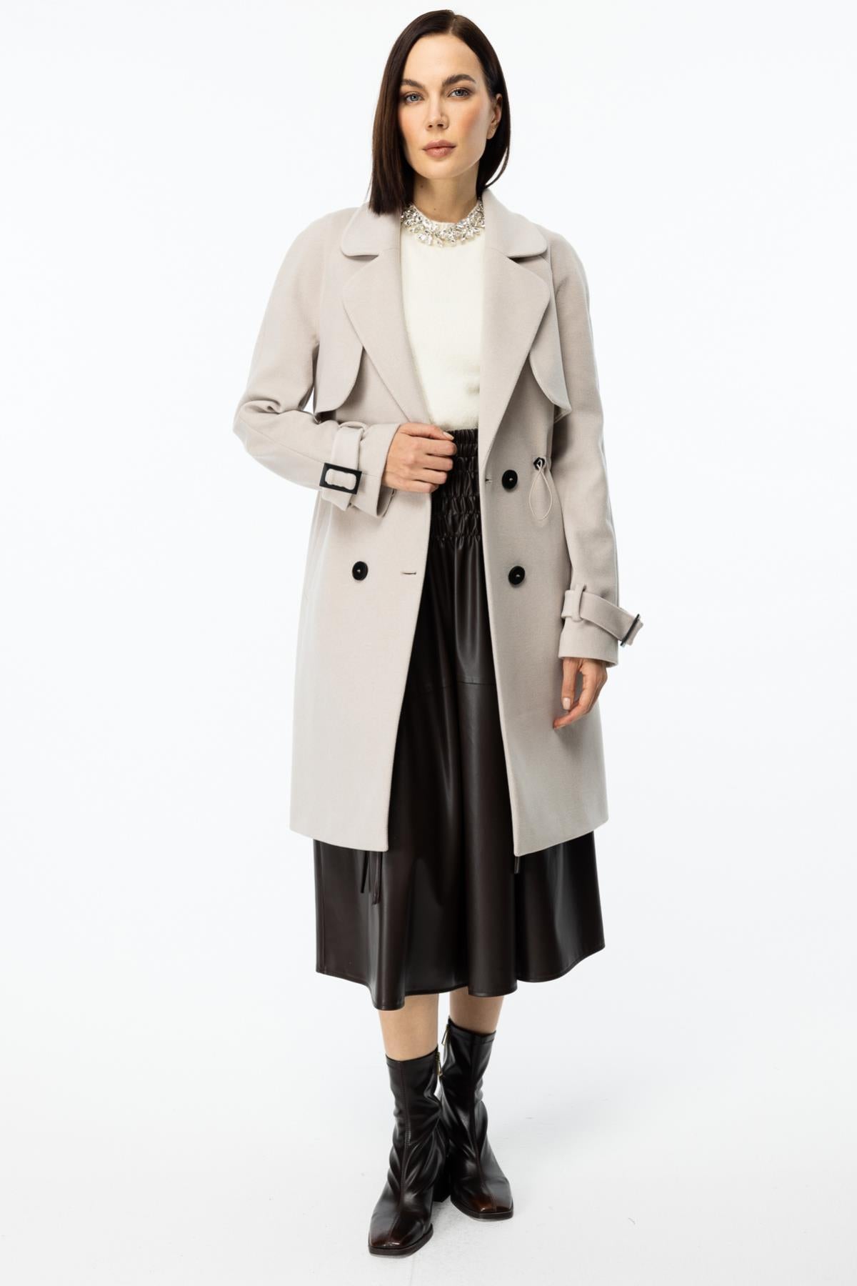 Four-Button Belted Coat