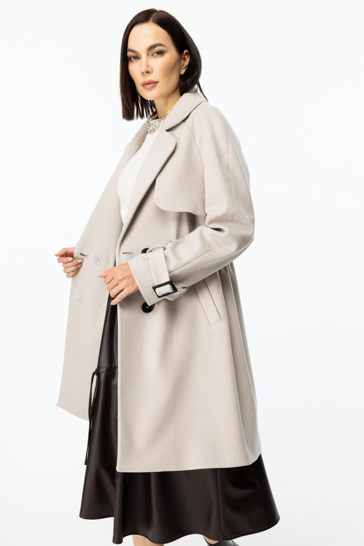 Four-Button Belted Coat