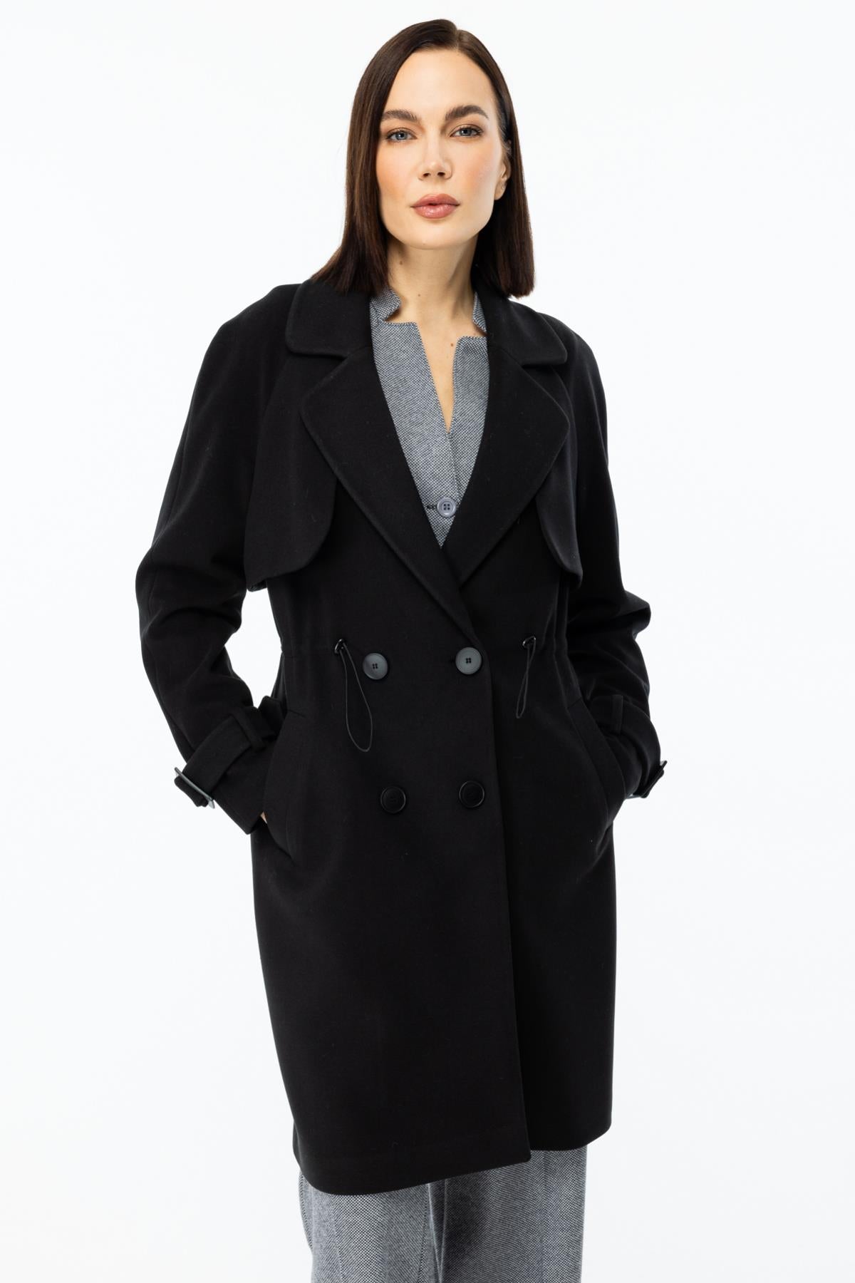 Four-Button Belted Coat