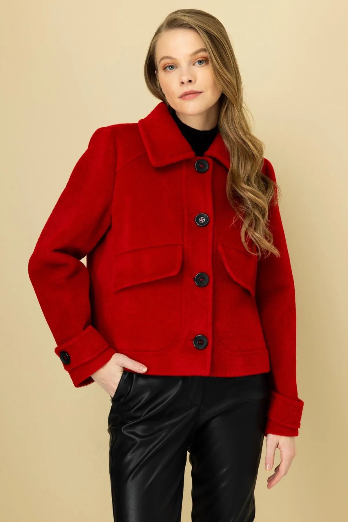 Double Pocket Short Cashmere Coat