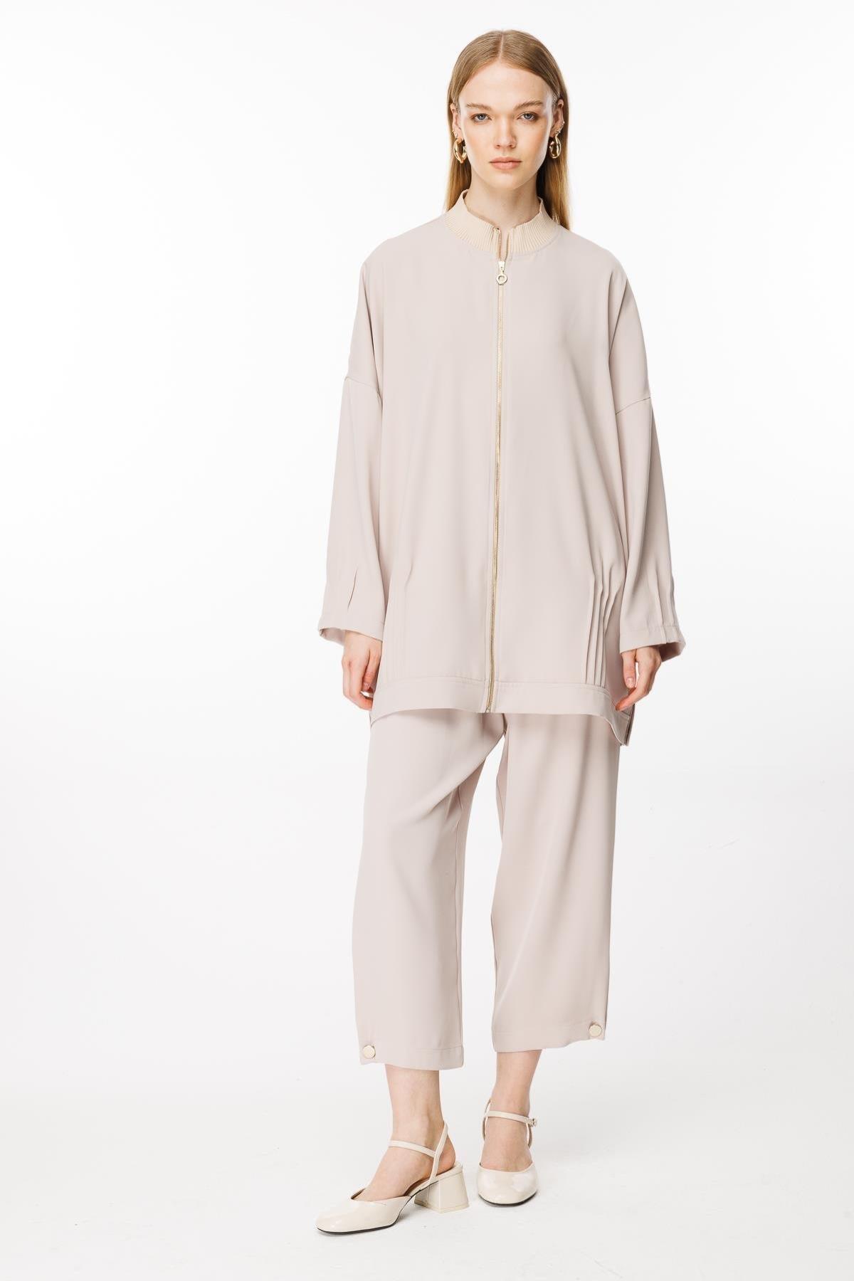 Fermuarlı Tunik Pantolon Takım - Eser Giyim