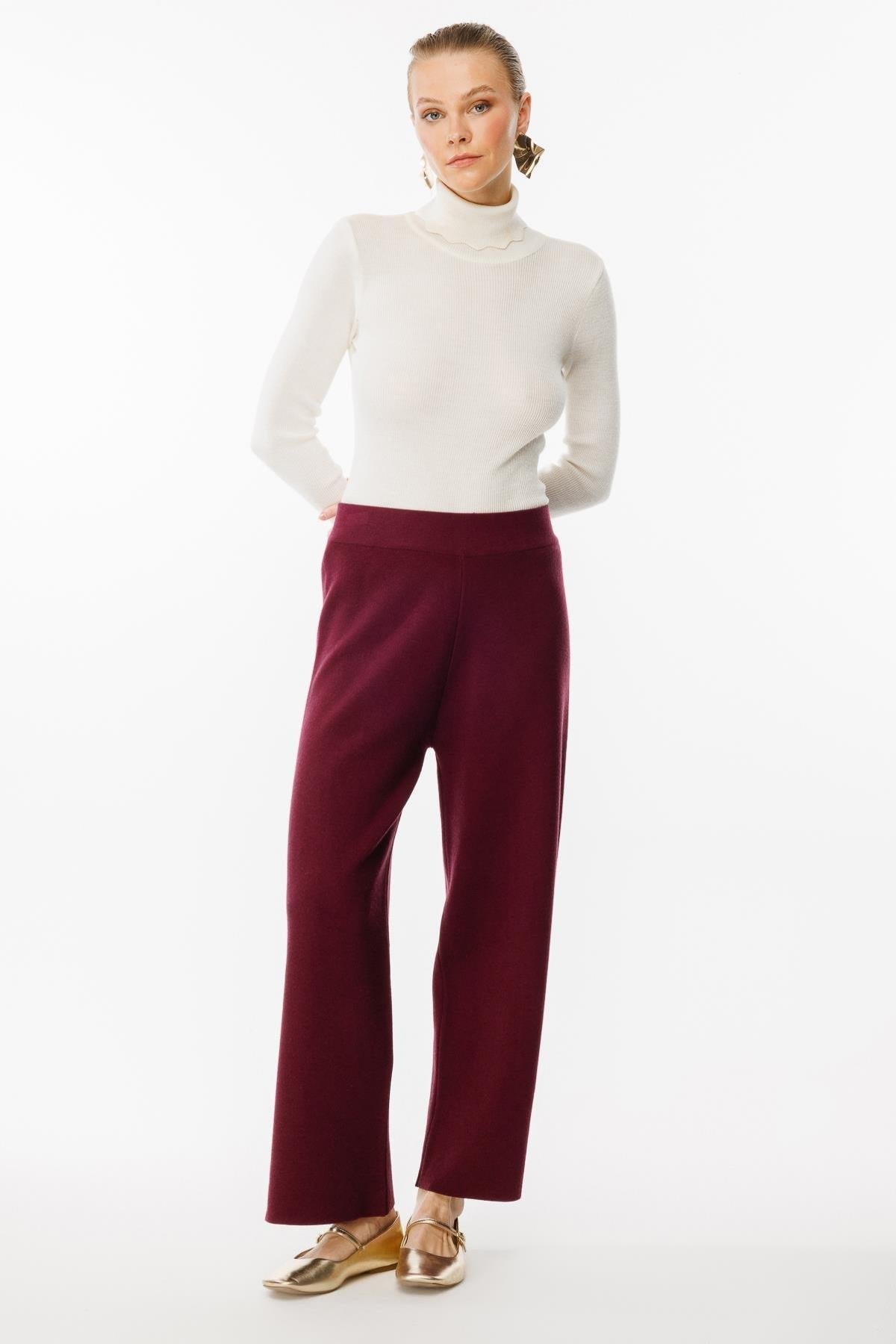 Knitted Trousers with Button Detail on Legs