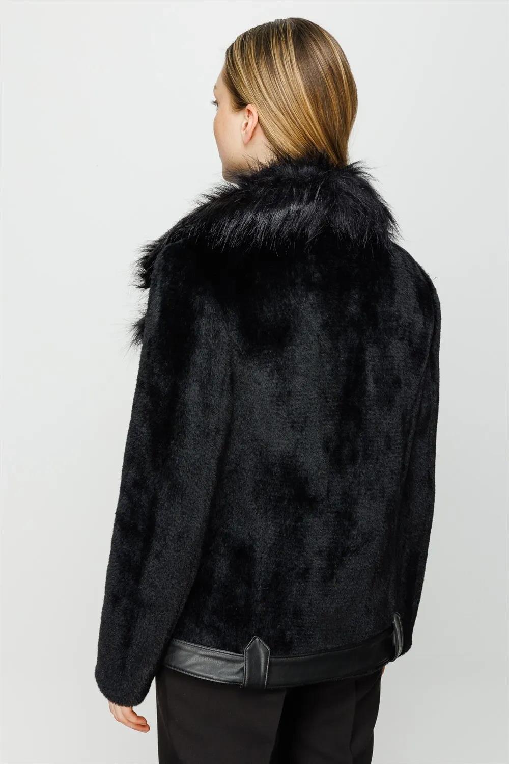 Furry Zippered Plush Short Coat