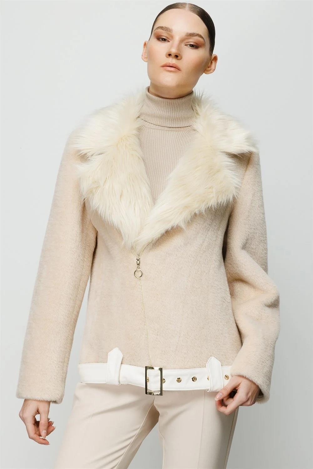 Furry Zippered Plush Short Coat