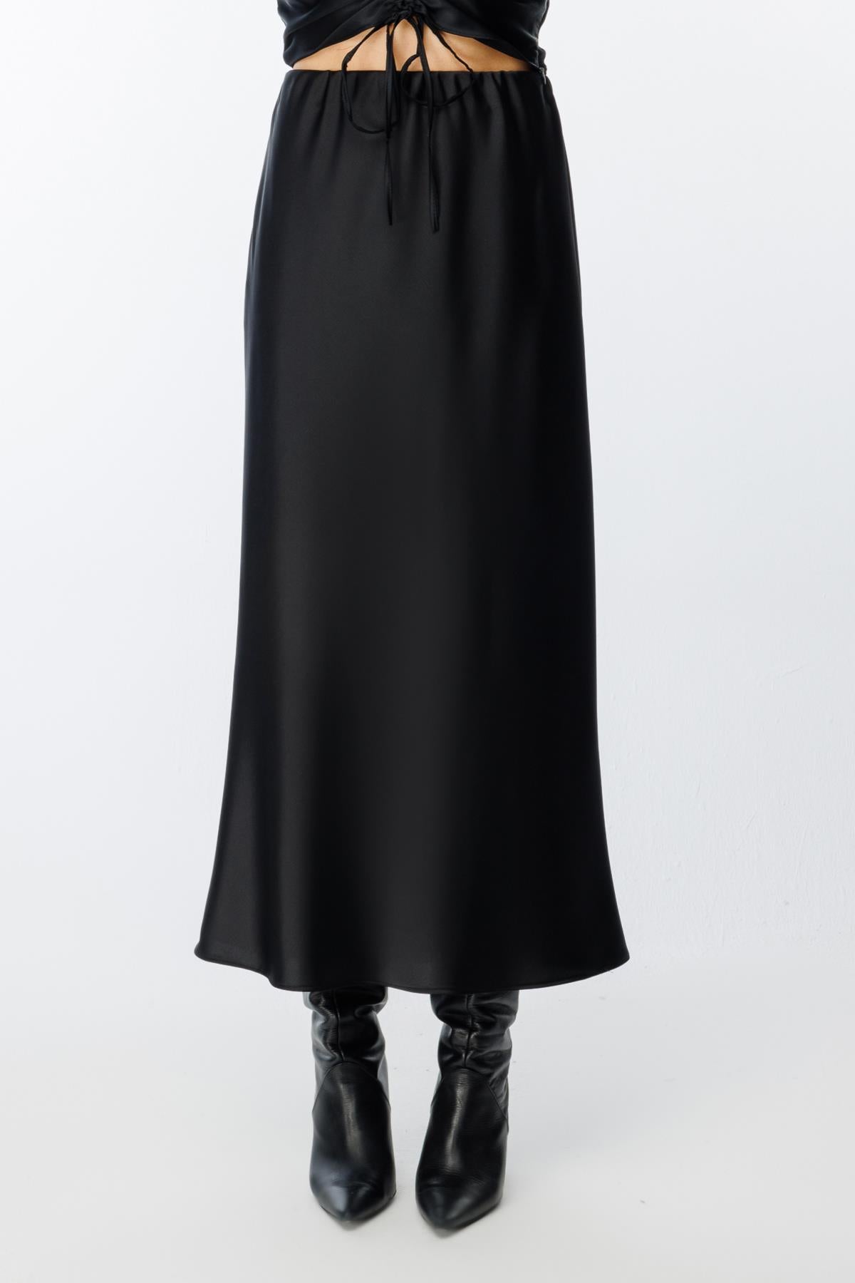 Maxi Length Satin Bell Skirt