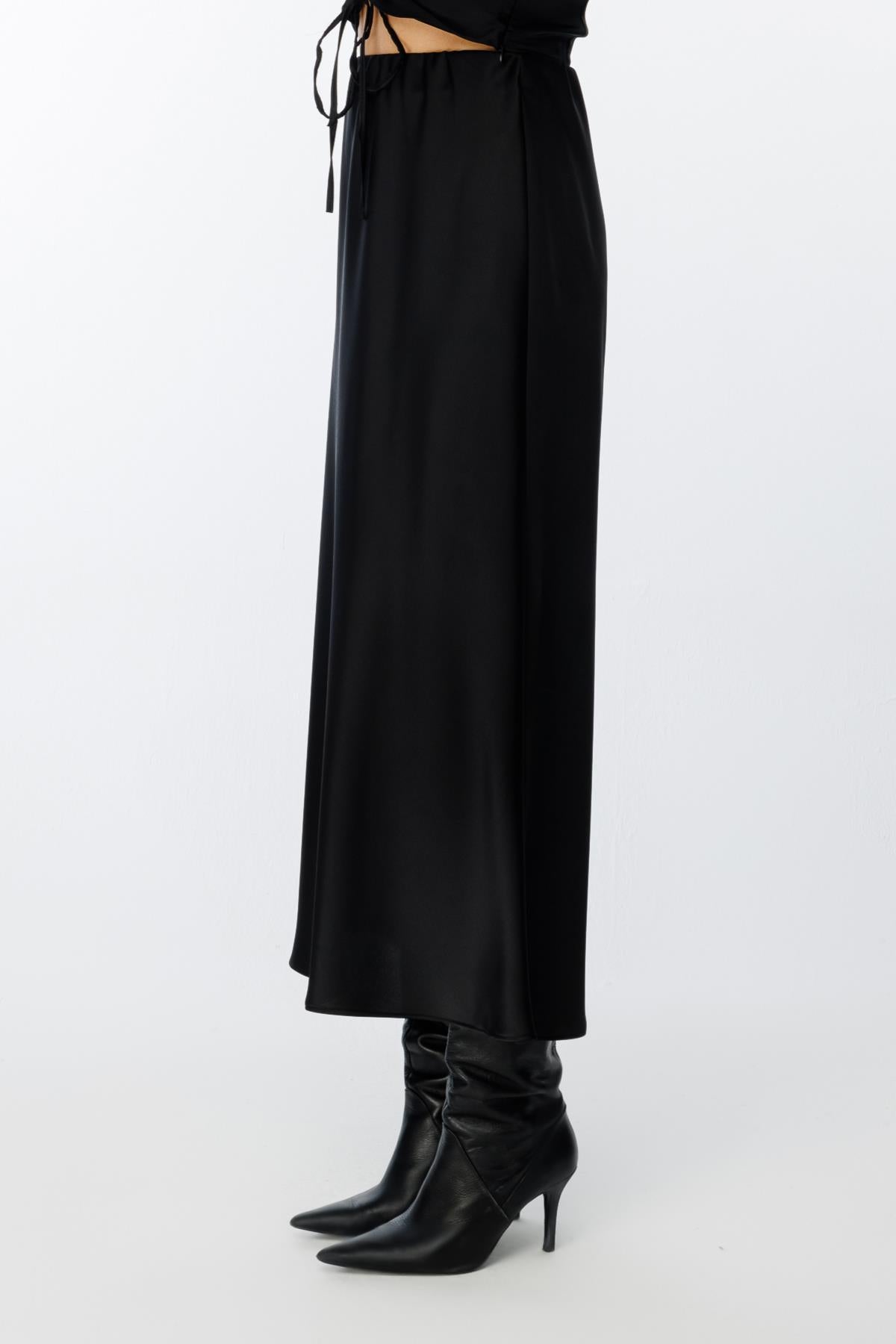 Maxi Length Satin Bell Skirt