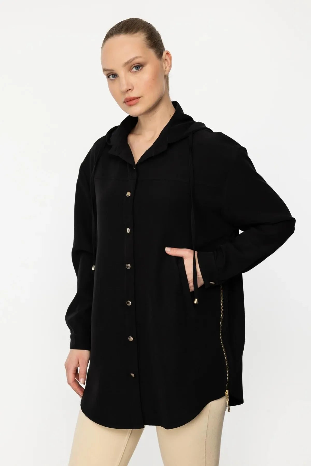 Hooded Pocket Trench Coat