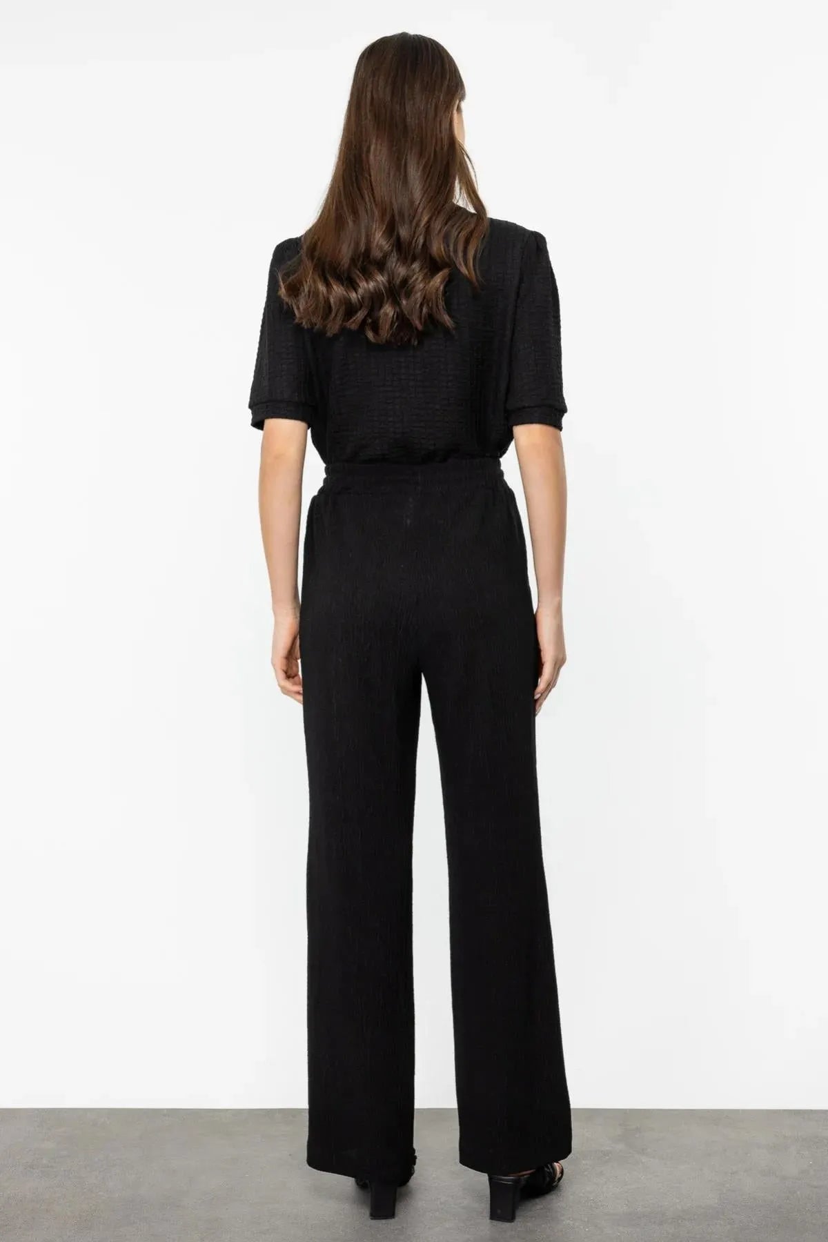 Self-Patterned Elastic Waist Trousers