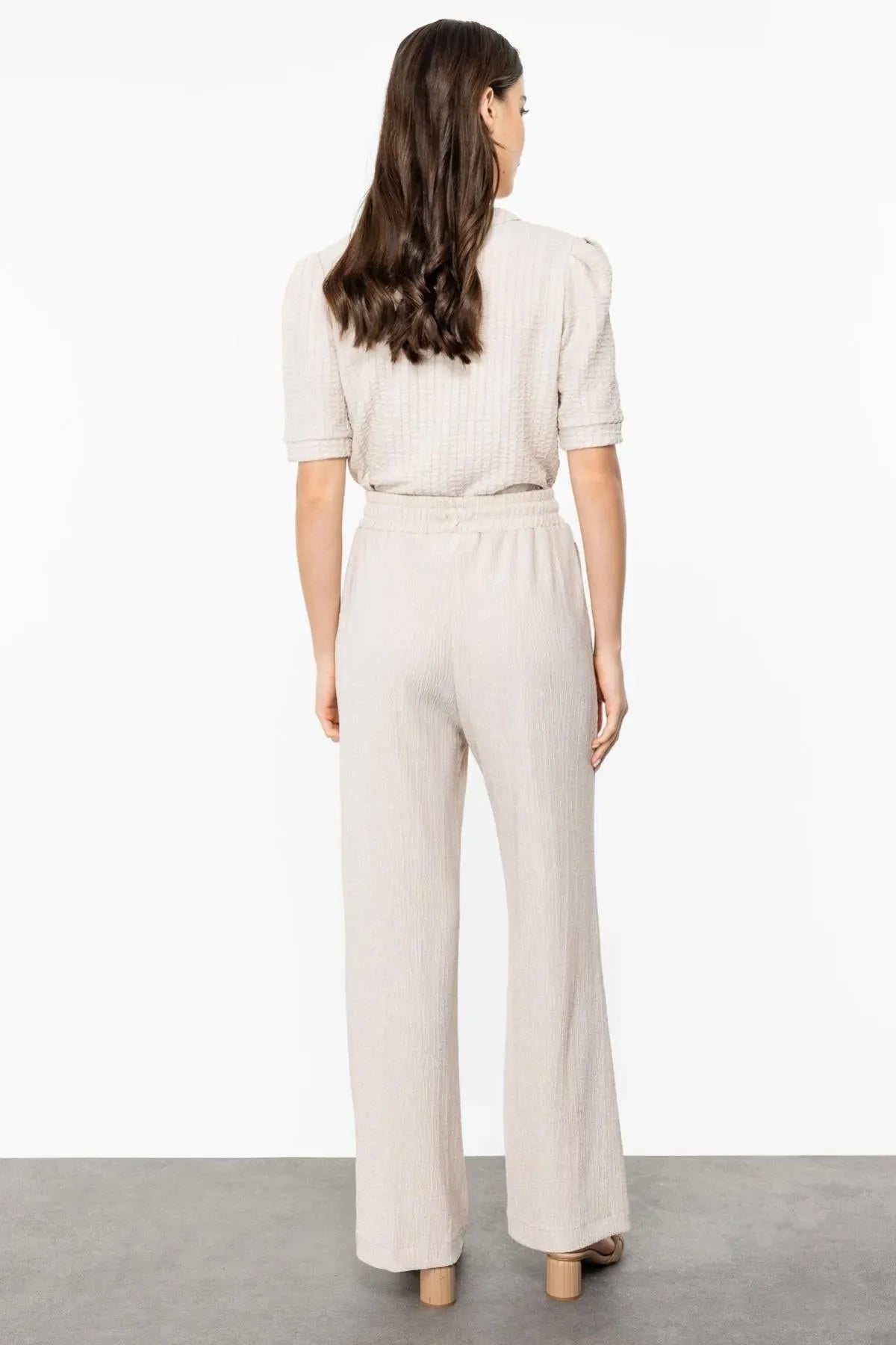 Self-Patterned Elastic Waist Trousers