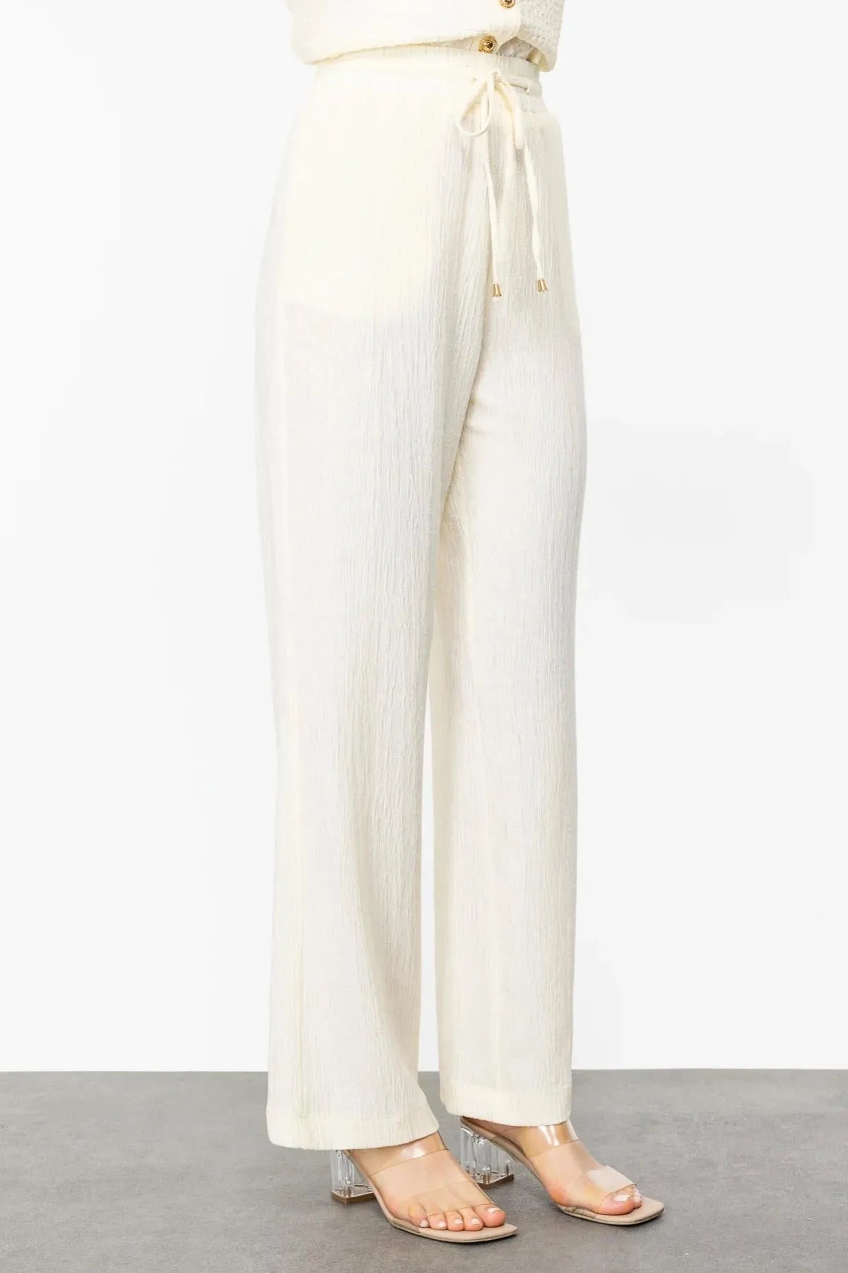 Self-Patterned Elastic Waist Trousers