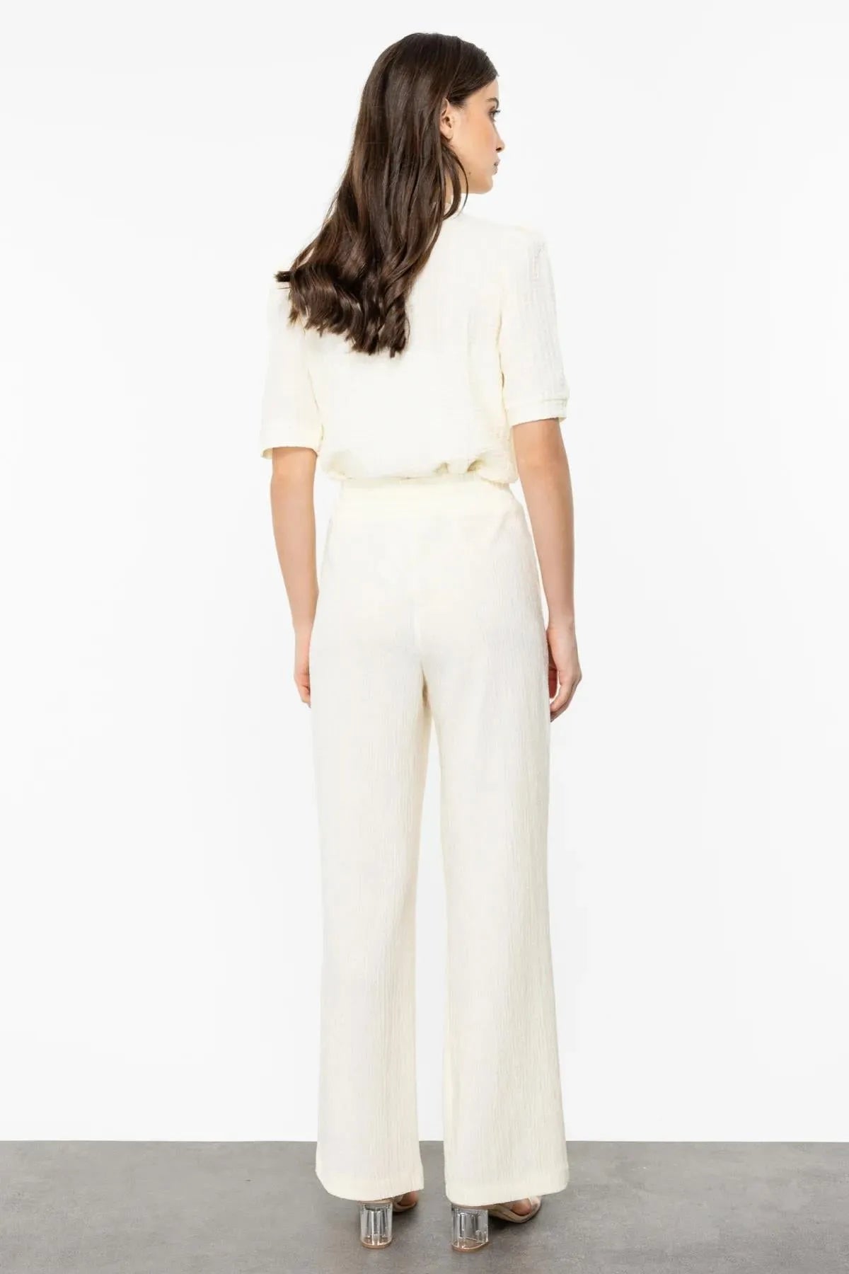 Self-Patterned Elastic Waist Trousers