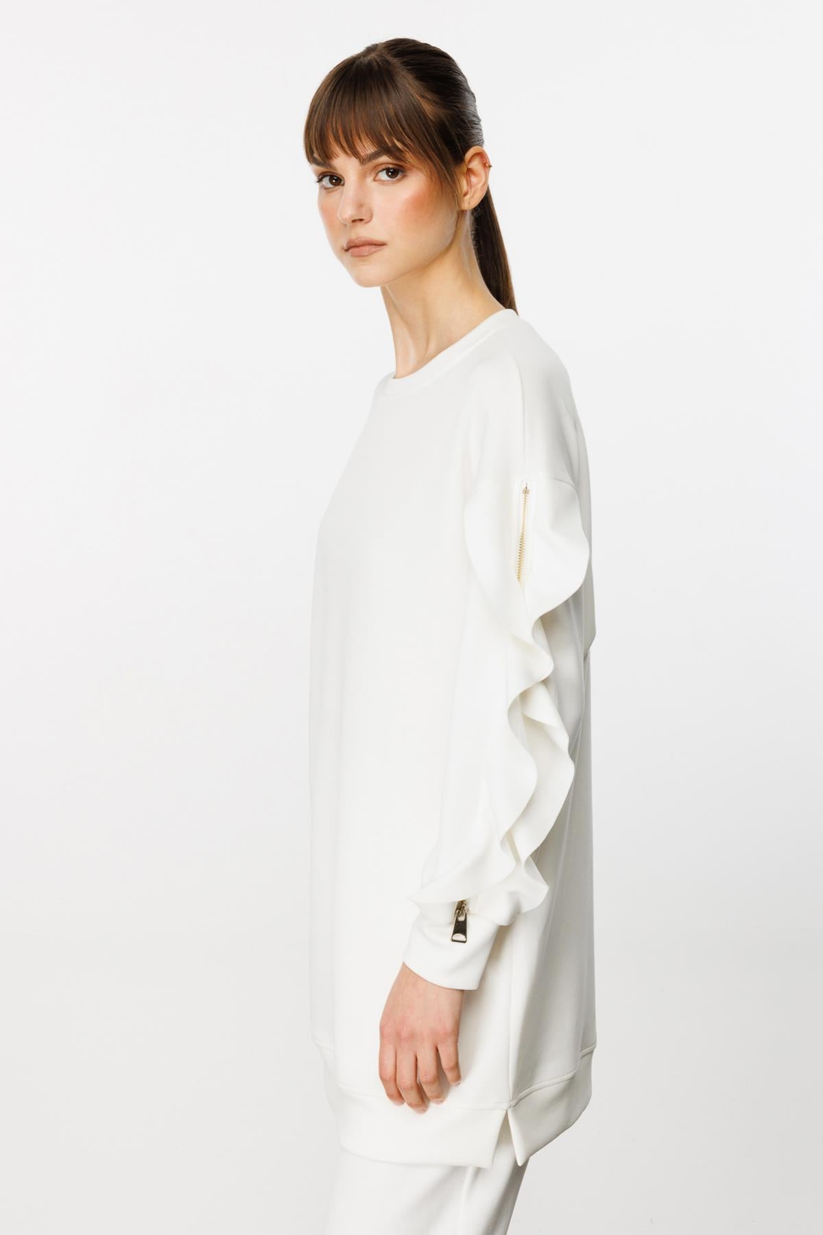 Long Tunic with Ruffled Sleeves