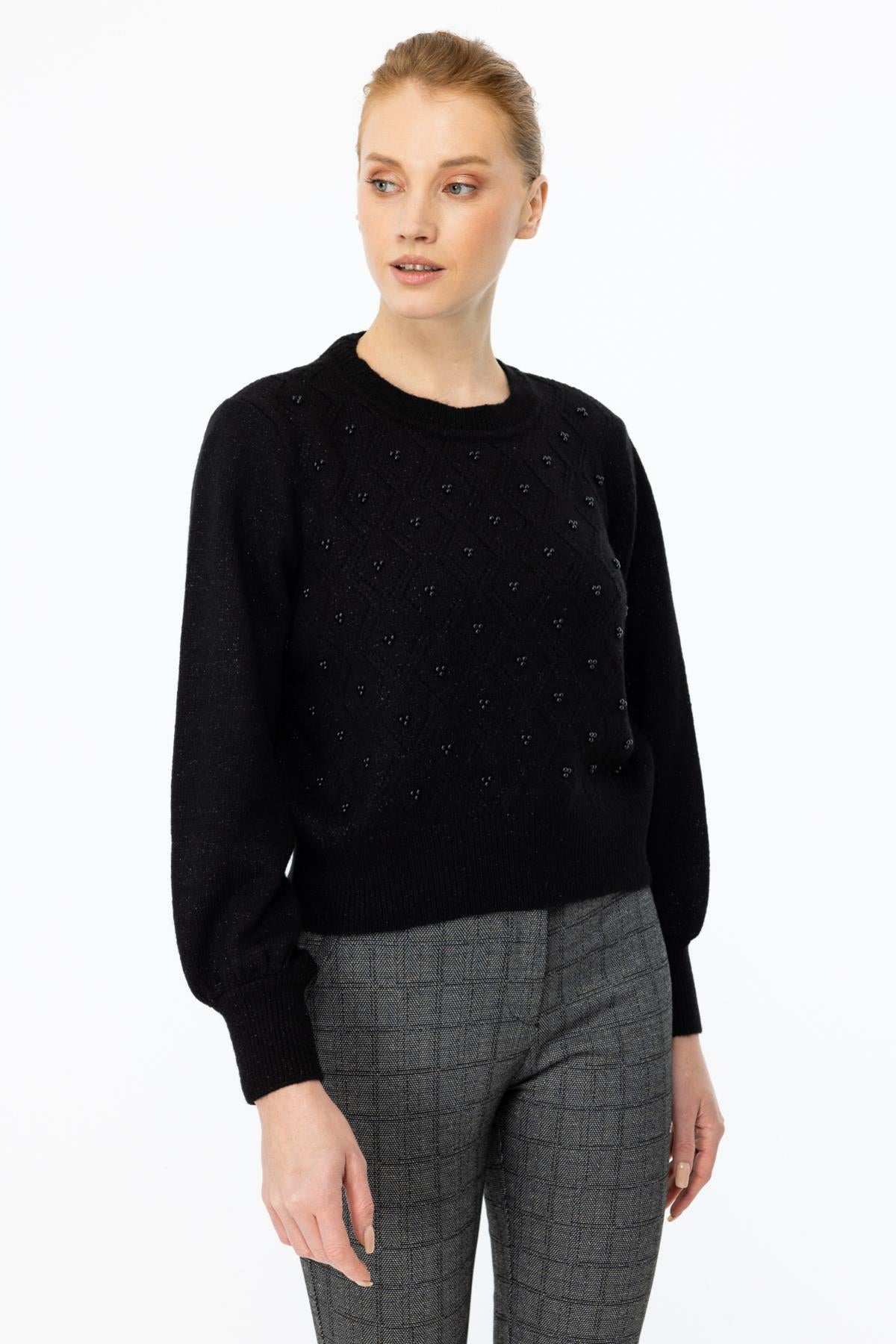 Pearl Sweater with Diamond Pattern