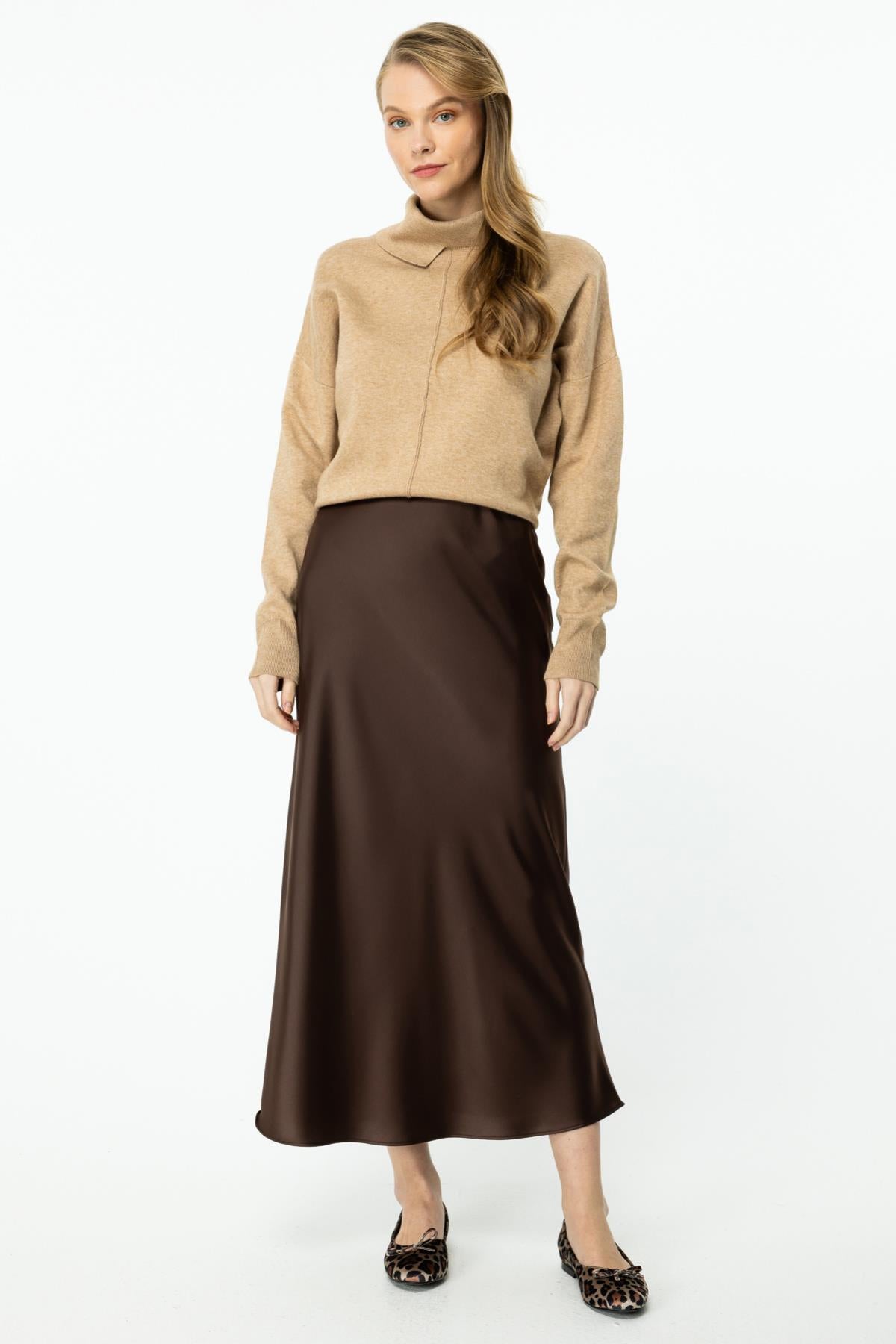 Maxi Length Satin Bell Skirt