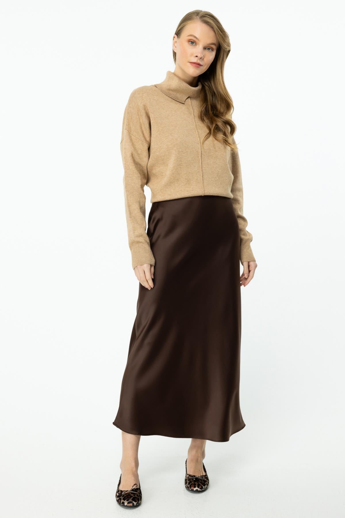 Maxi Length Satin Bell Skirt