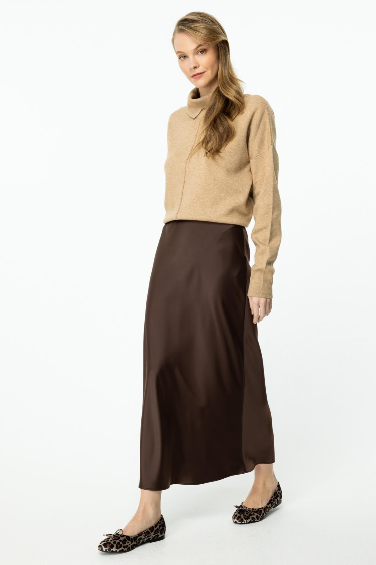 Maxi Length Satin Bell Skirt