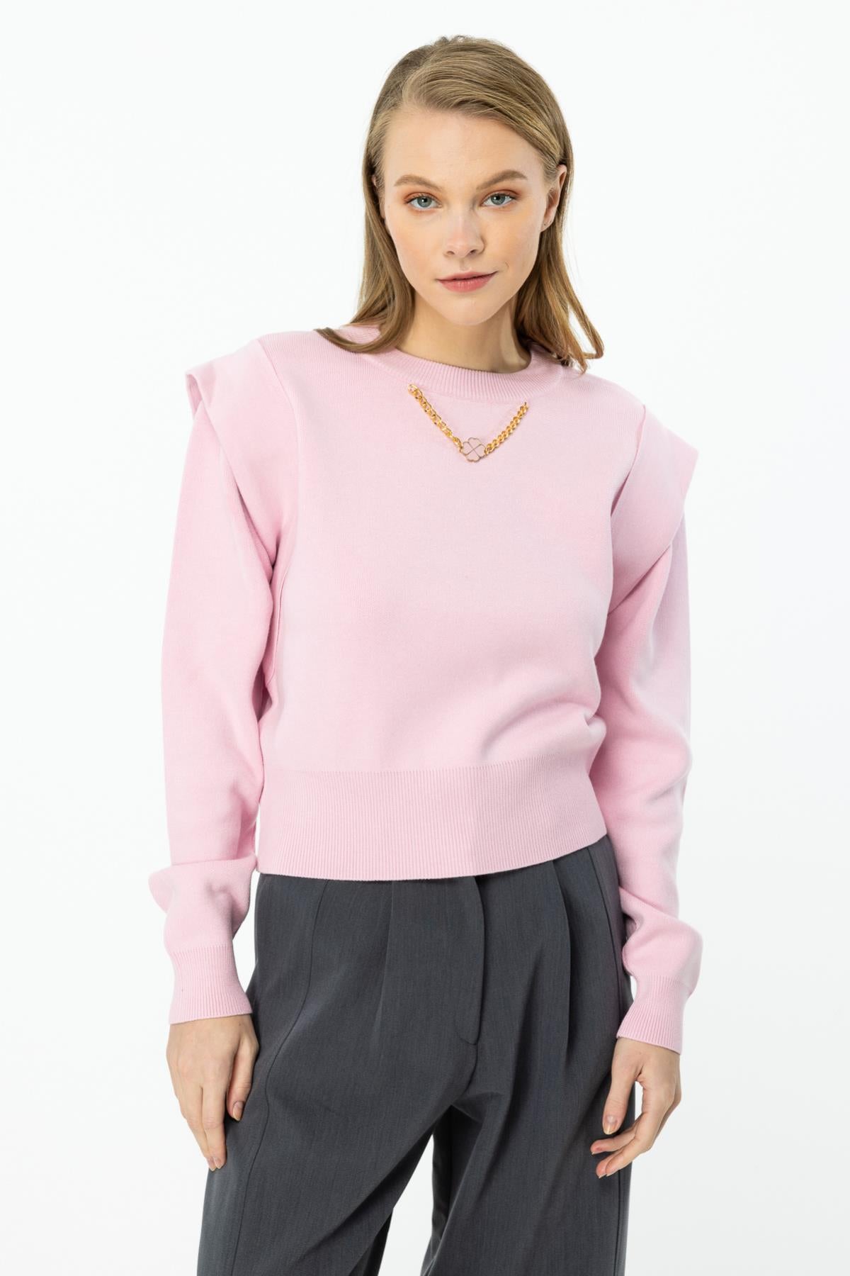 Short Sweater with Front Accessory