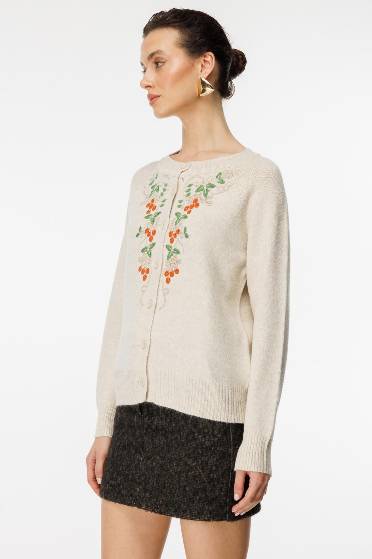 Embroidered Front Cardigan