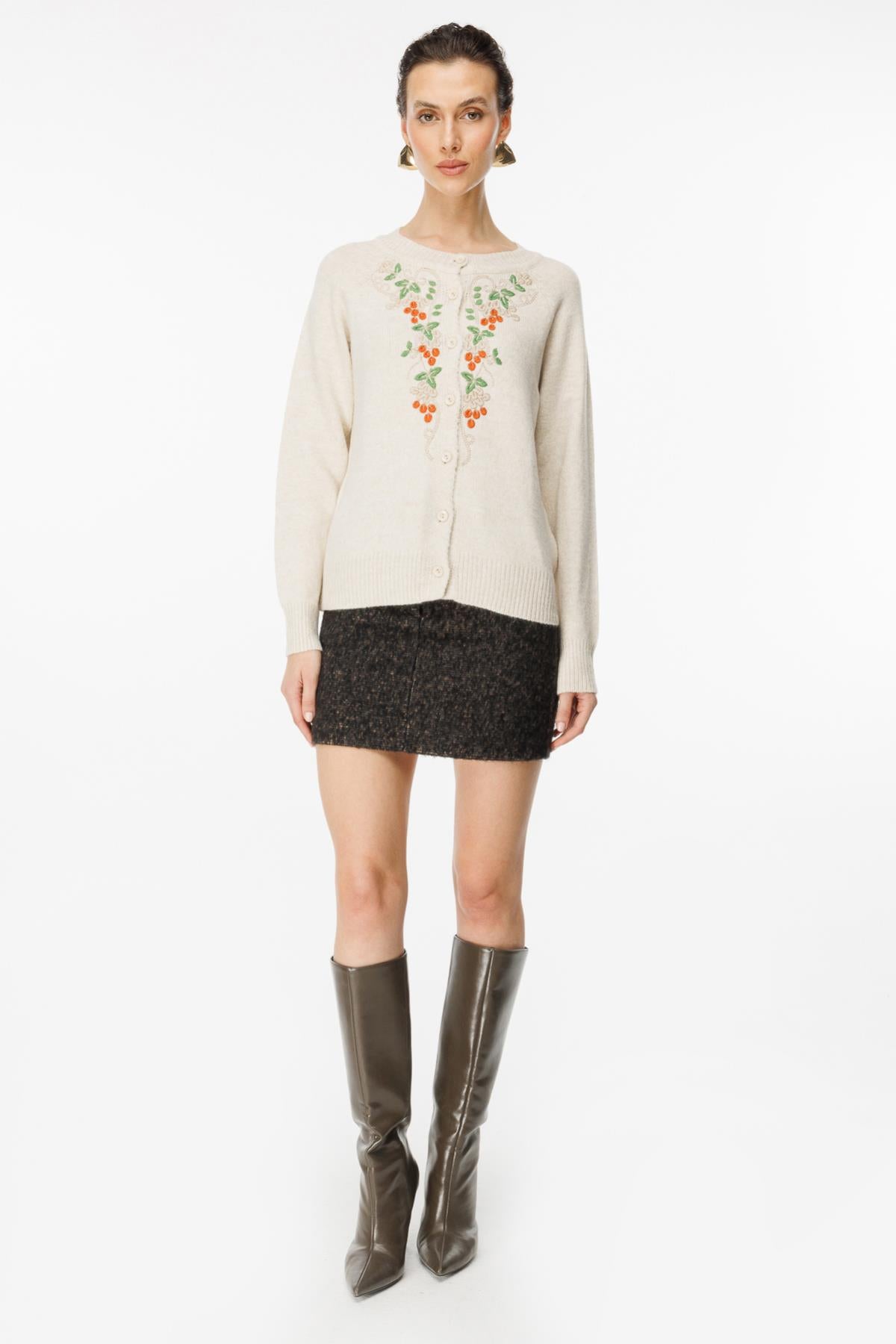 Embroidered Front Cardigan