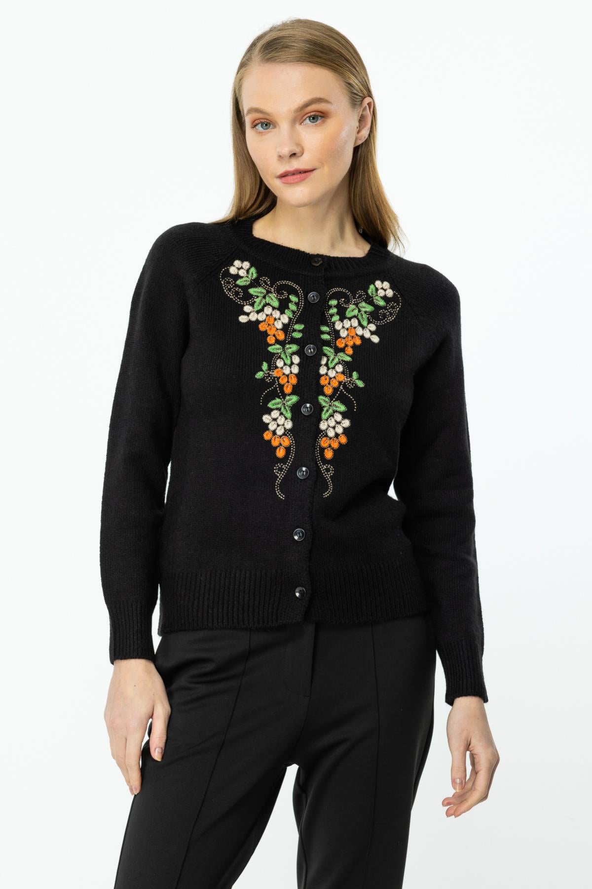 Embroidered Front Cardigan