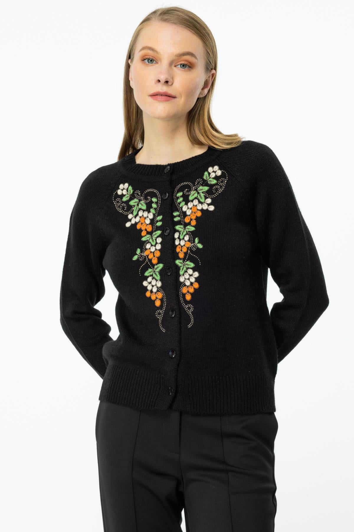 Embroidered Front Cardigan