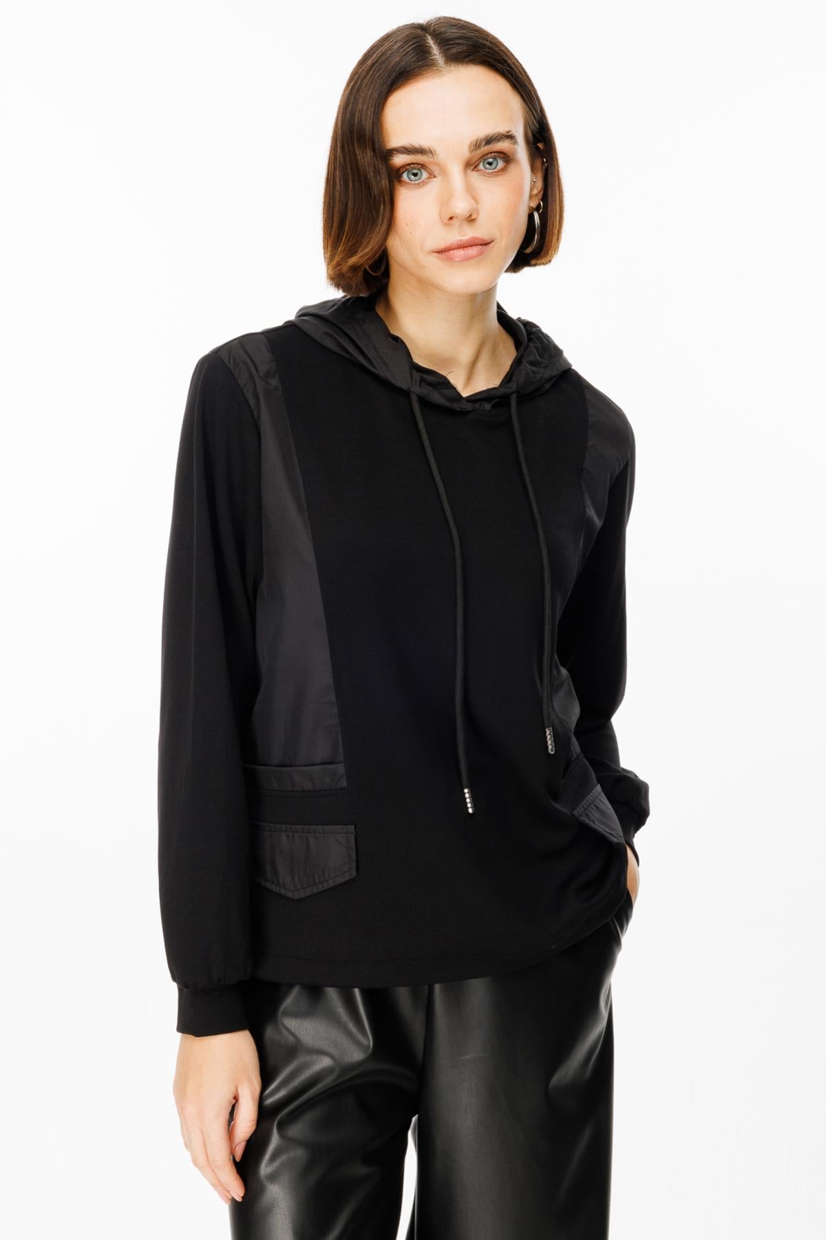 Hooded Parachute Fabric Detailed Tracksuit Top