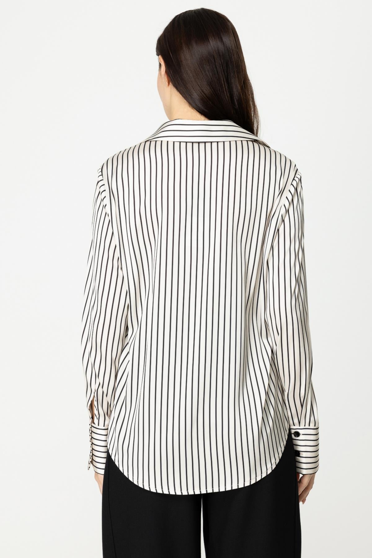 Striped Detailed Satin Shirt