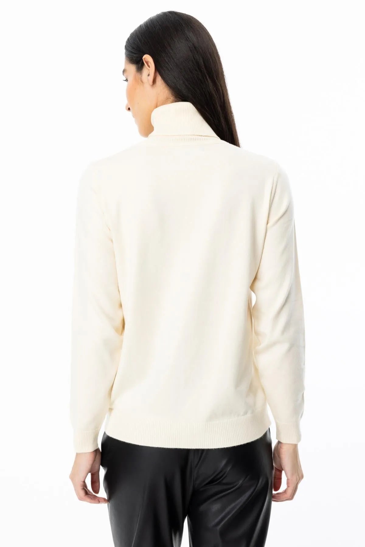 Turtleneck Floral Embroidered Sweater