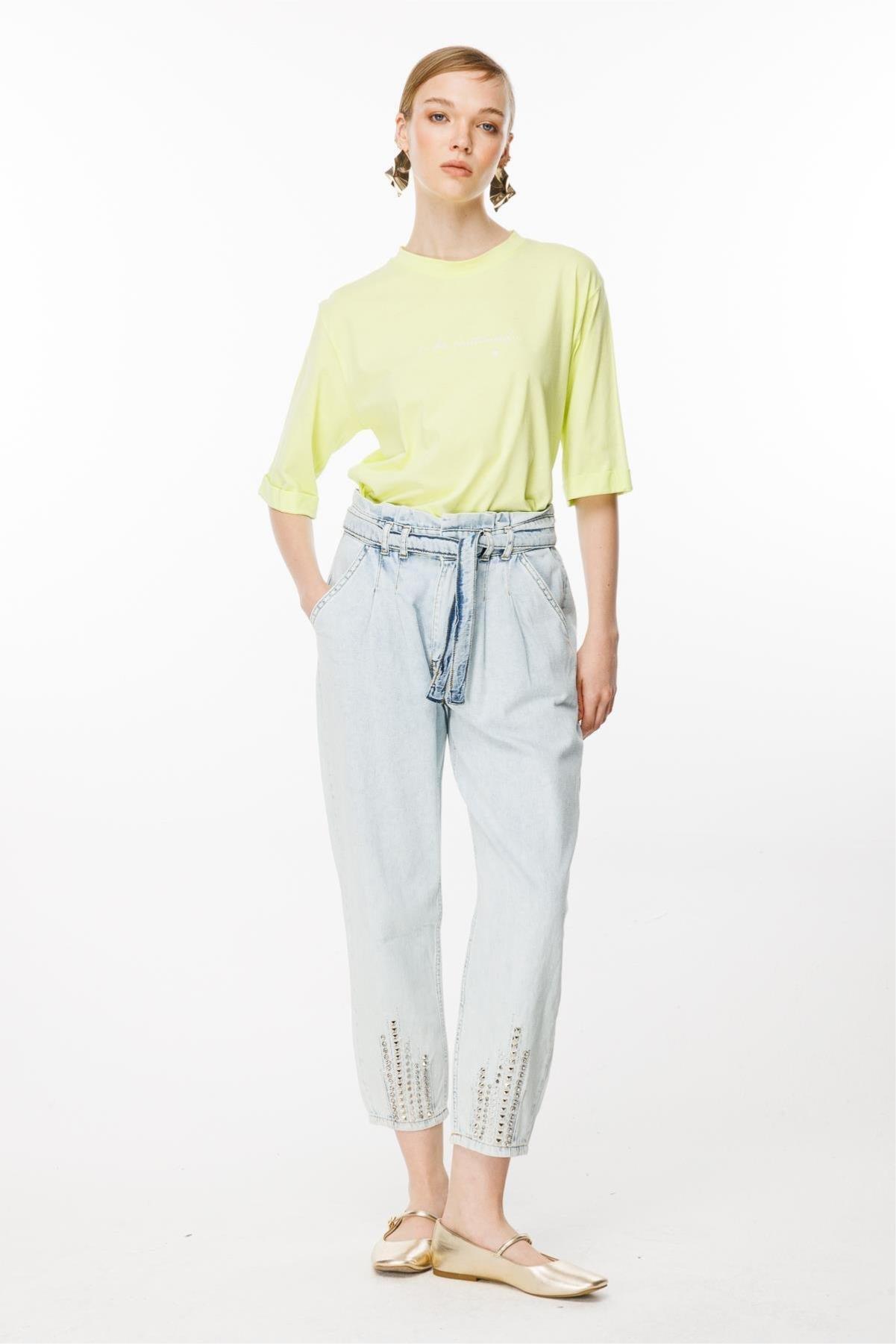 Paça Taş Detaylı Kot Pantolon - Eser Giyim