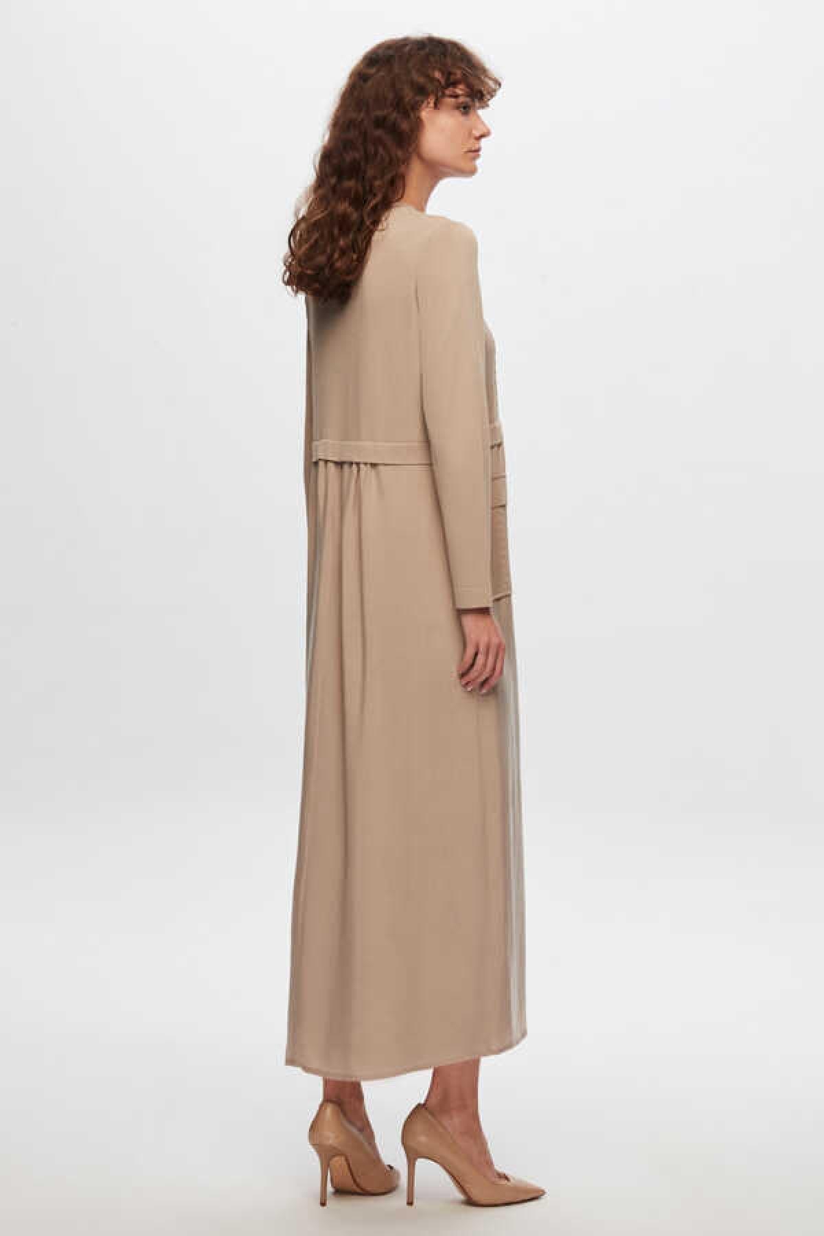 Saç Örgü Detaylı Triko Cupra Elbise - Eser Giyim