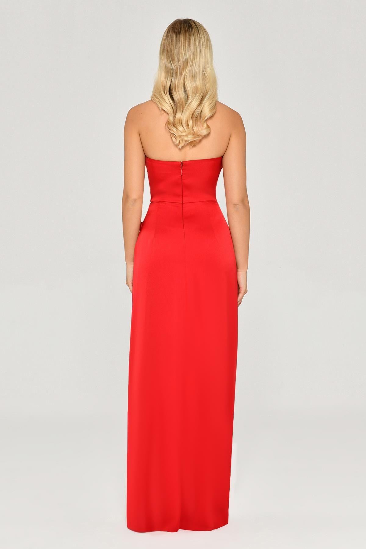 Strapless Satin Long Evening Dress