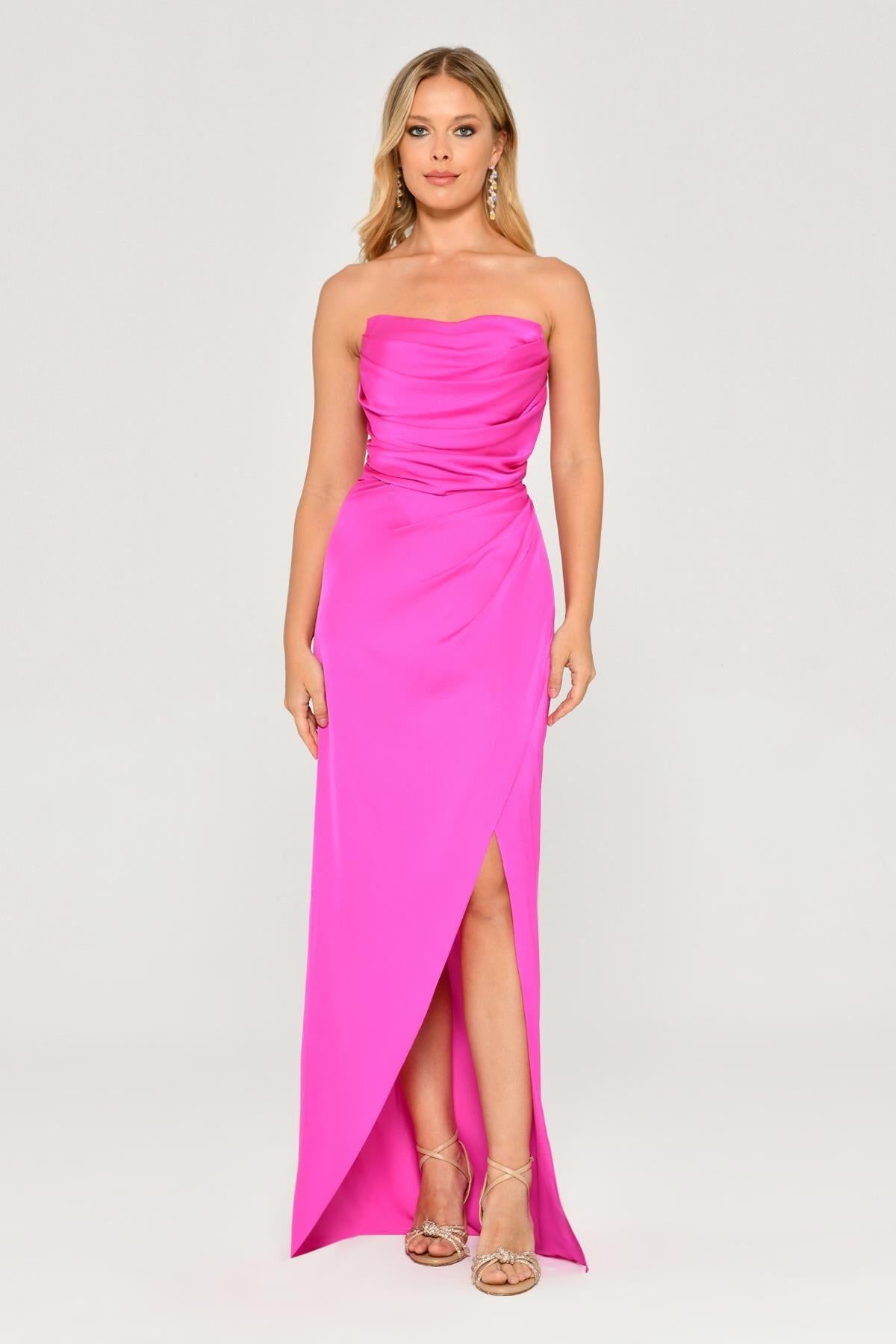 Strapless Satin Long Evening Dress