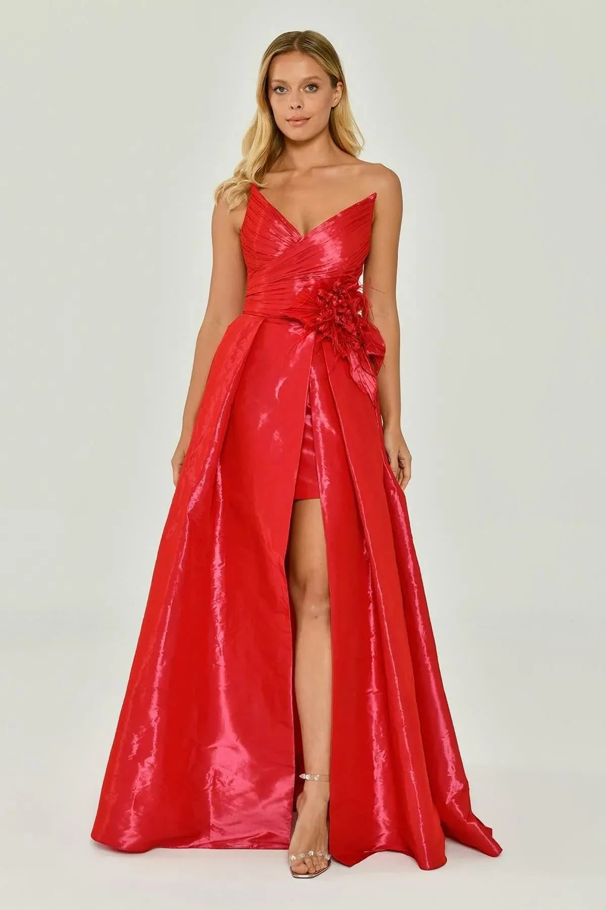 Shiny Long Evening Dress with Slit